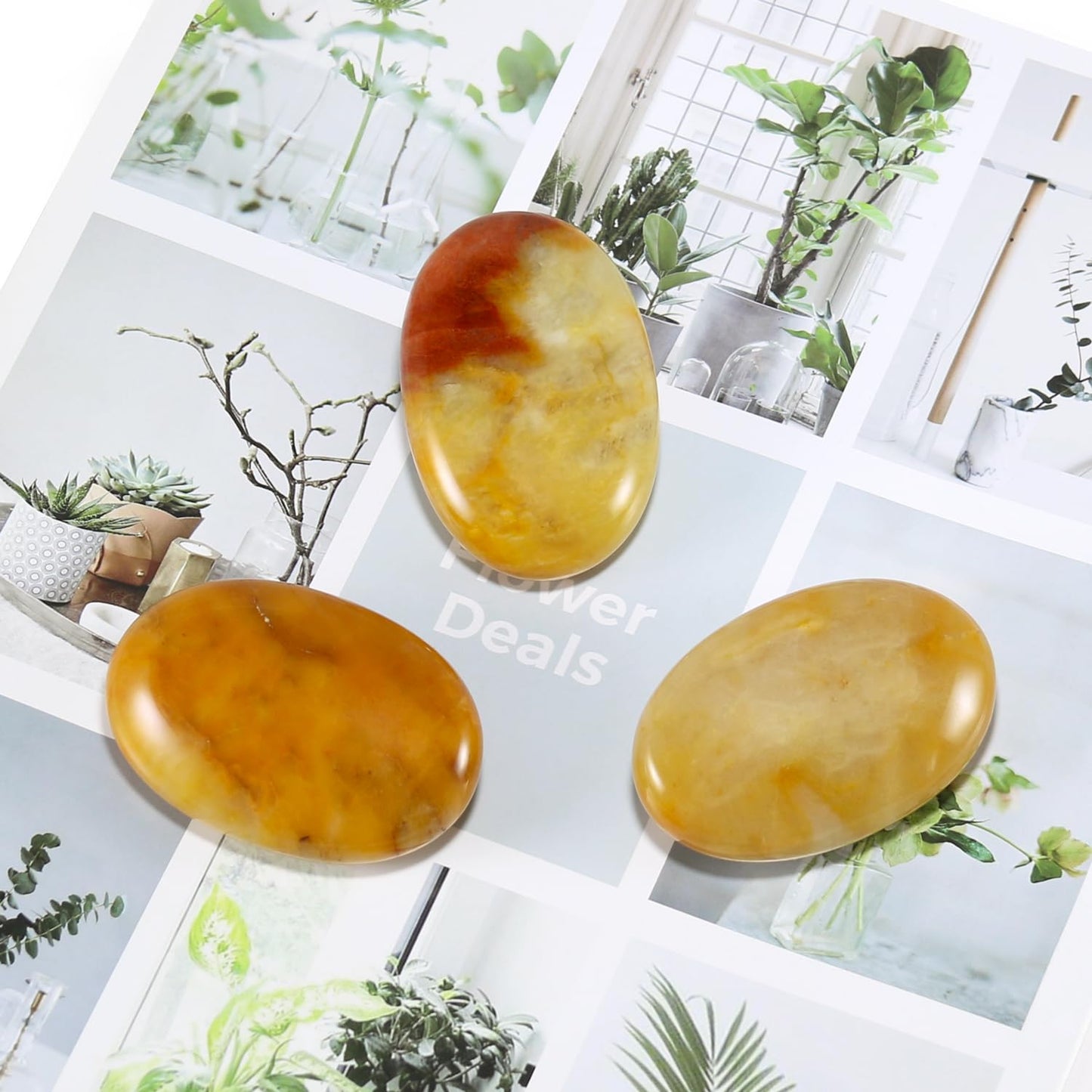 Nvzi Citrine Crystal Palm Stone, Worry Stones, Crystals and Healing Stones, Polished Rocks, Natural Gemstones, Chakra Stones for Healing Crystals Daily Use