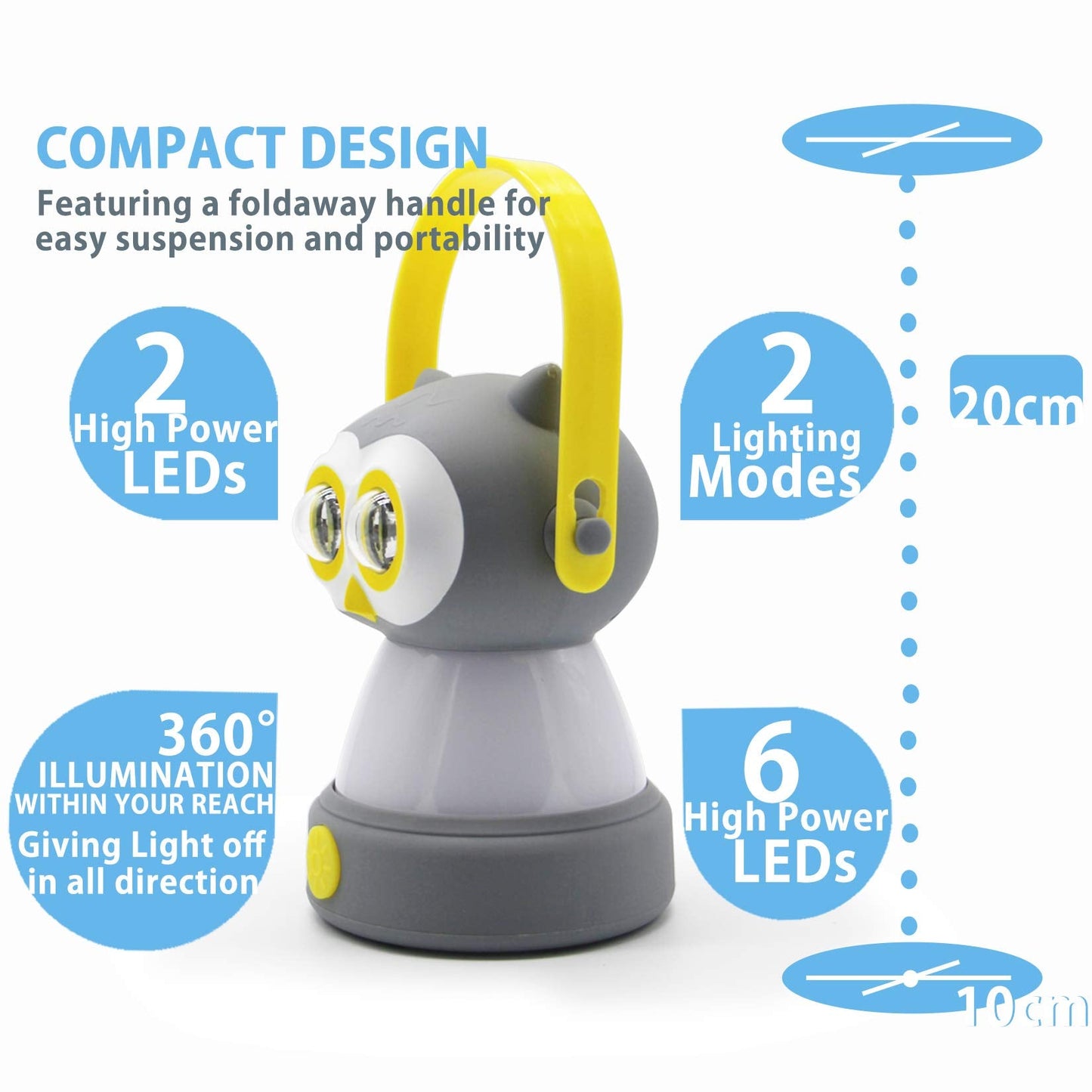 Outdoor Equipment LED Camping Lantern & Headlamp Set for Kids, FANT.LUX Battery Powered Night Light for Emergency, Hurricane, Lightweight Tent Lamp for Children (Owl Set)
