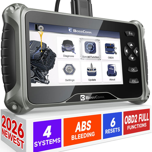 2026 BOSSCOMM IF742 OBD2 Scanner, ABS/SRS/Transmission/Check Engine Code Reader Scan Tool with 6 Resets, ABS Bleeding/Oil/EPB/SAS/Throttle/BMS, Scanner Diagnostic Tool for All Cars, Free Update, EN/ES