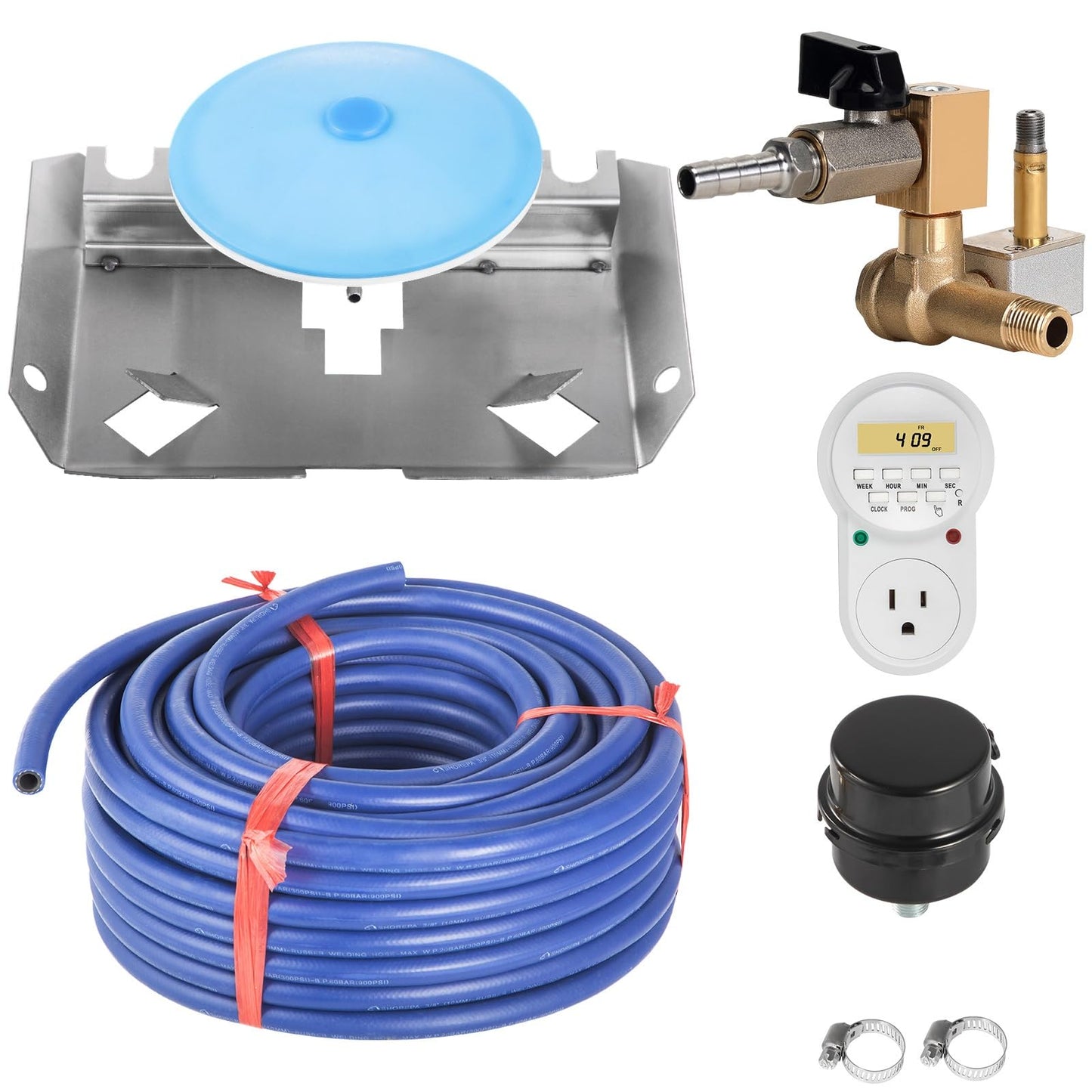 VEVOR Pond Aerator, 550W Power, 5.2CFM for Up to 1 Acre 50' Lake, Aeration Kit Includes 3/4 HP Compressor & 100' Weighted Tubing & Diffuser, Air Compressor for Deep Water Oxygen Circulation