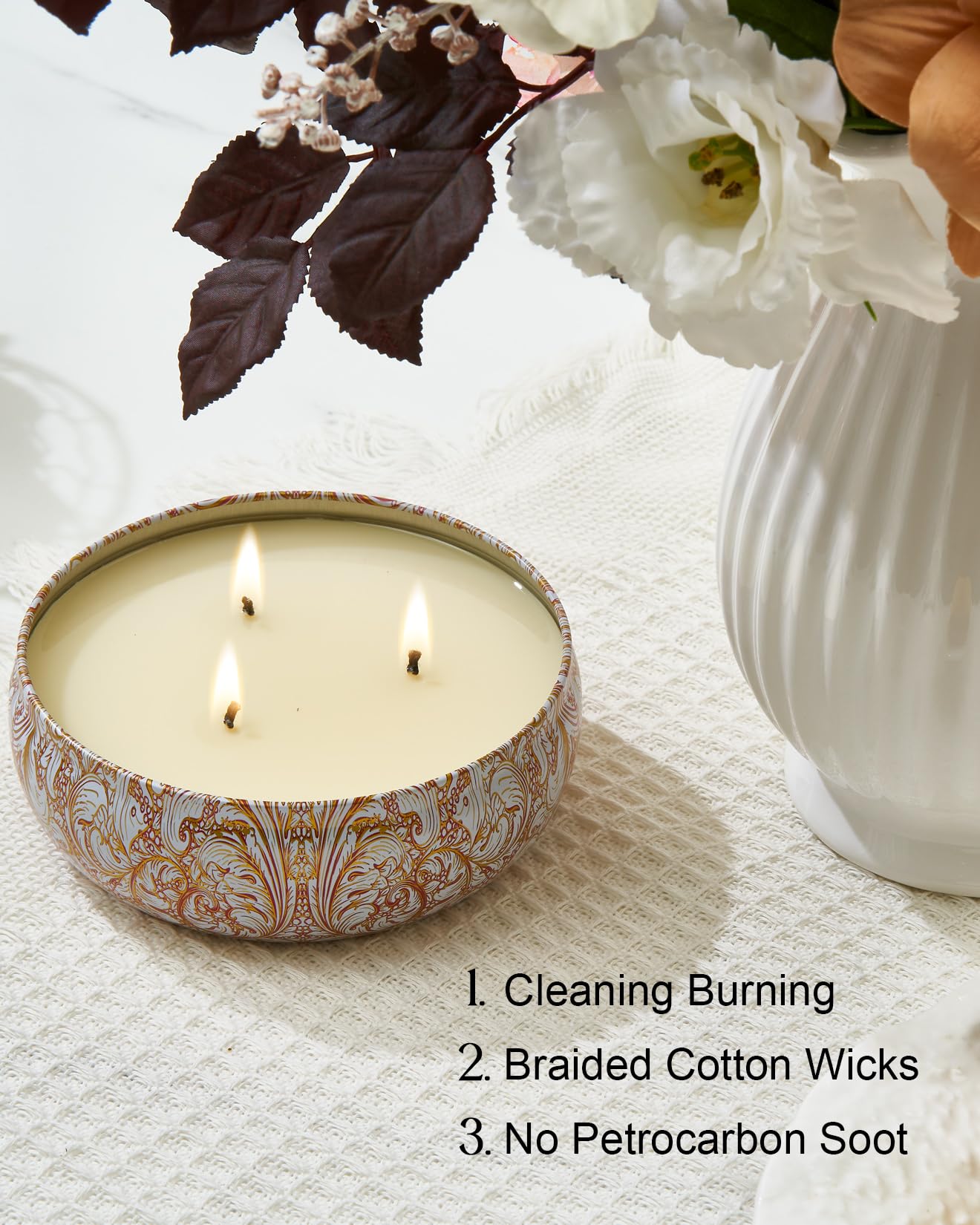 M&SENSE Soy Scented Candles for Home 12oz, 3 Wick Highly Scented 40 Hours Long Lasting, Midsummer Nights Scented Portable Tin Candles for Travel, Spa, Bath, Yoga