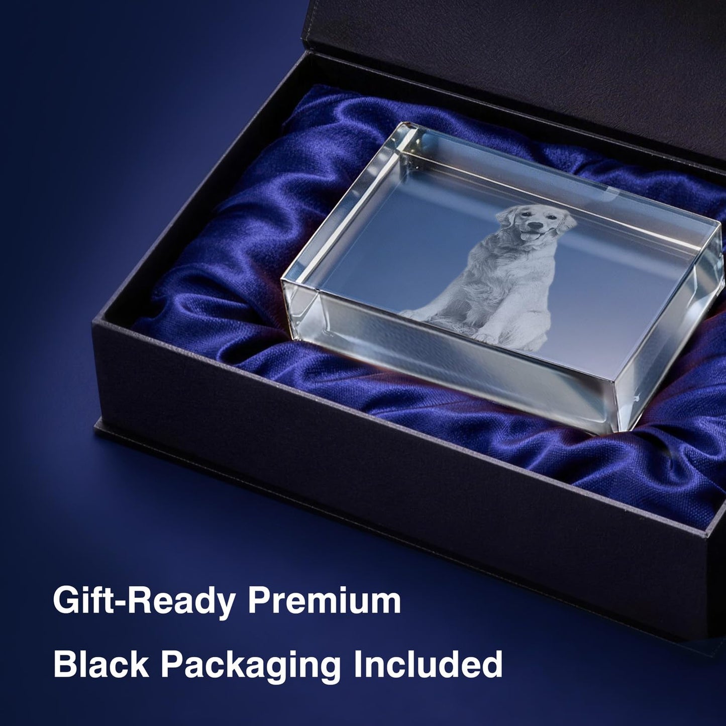 P&L ART. Custom 3D Crystal Photo Personalized Memorial Gifts, Laser Engraved Glass Remembrance Picture Frame with LED Base for Pet Dog Cat Loss (Rectangle S/M/L/XL)