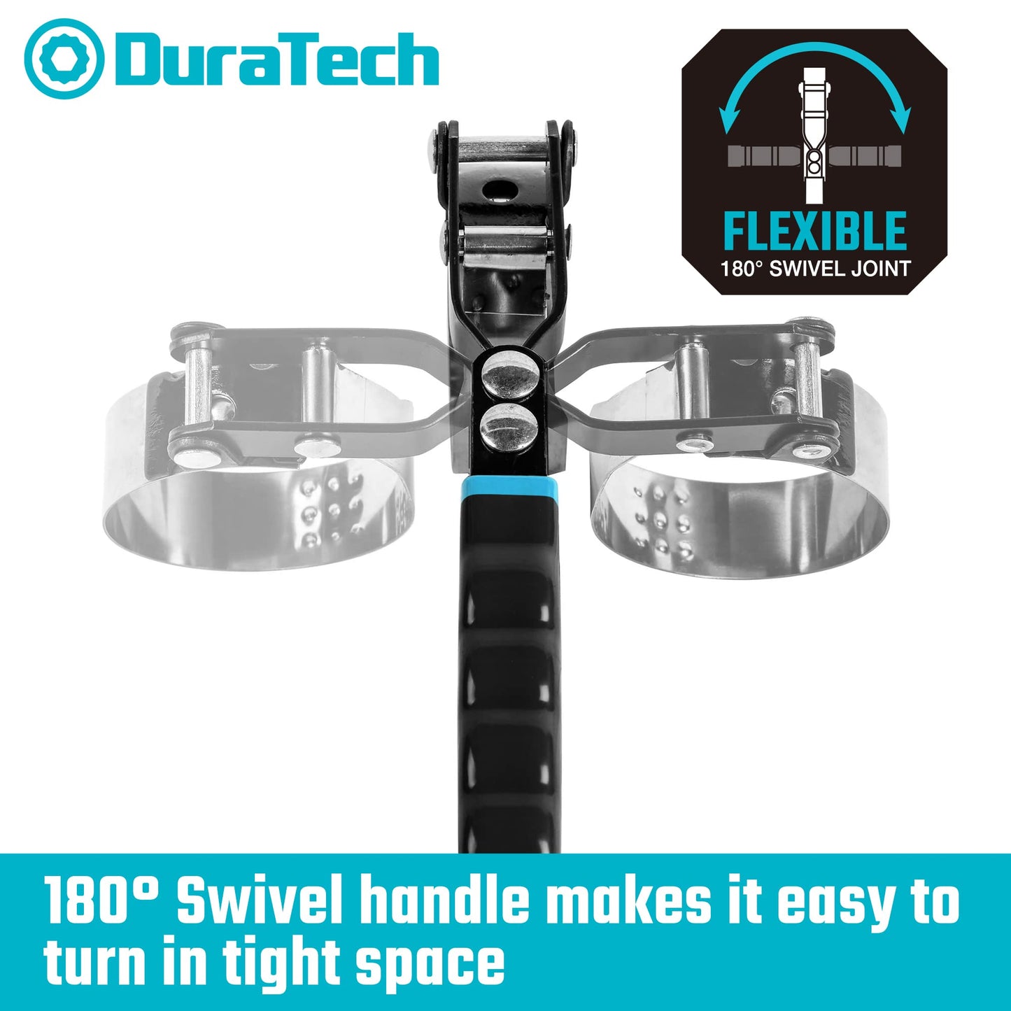 DURATECH Large Swivel Oil Filter Wrench, Oil Filter Removal Tool, Fits Filters 3-7/8"-4-3/8", Ideal for Car Repair Tools