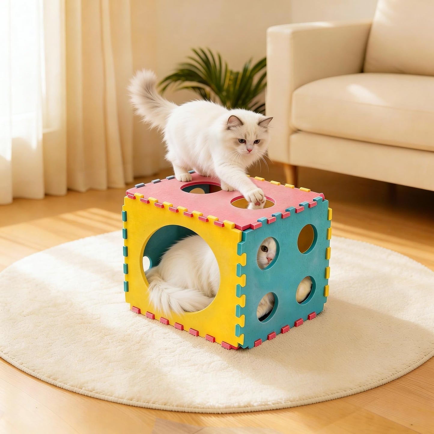 MOYMO 41 Pcs Interactive Cat Toys for Indoor Cats, Kitten Toys with Soft Pillow, Catnip Toys, Chew Rope, Feather Wand, Springs and Balls for Indoor Kittens