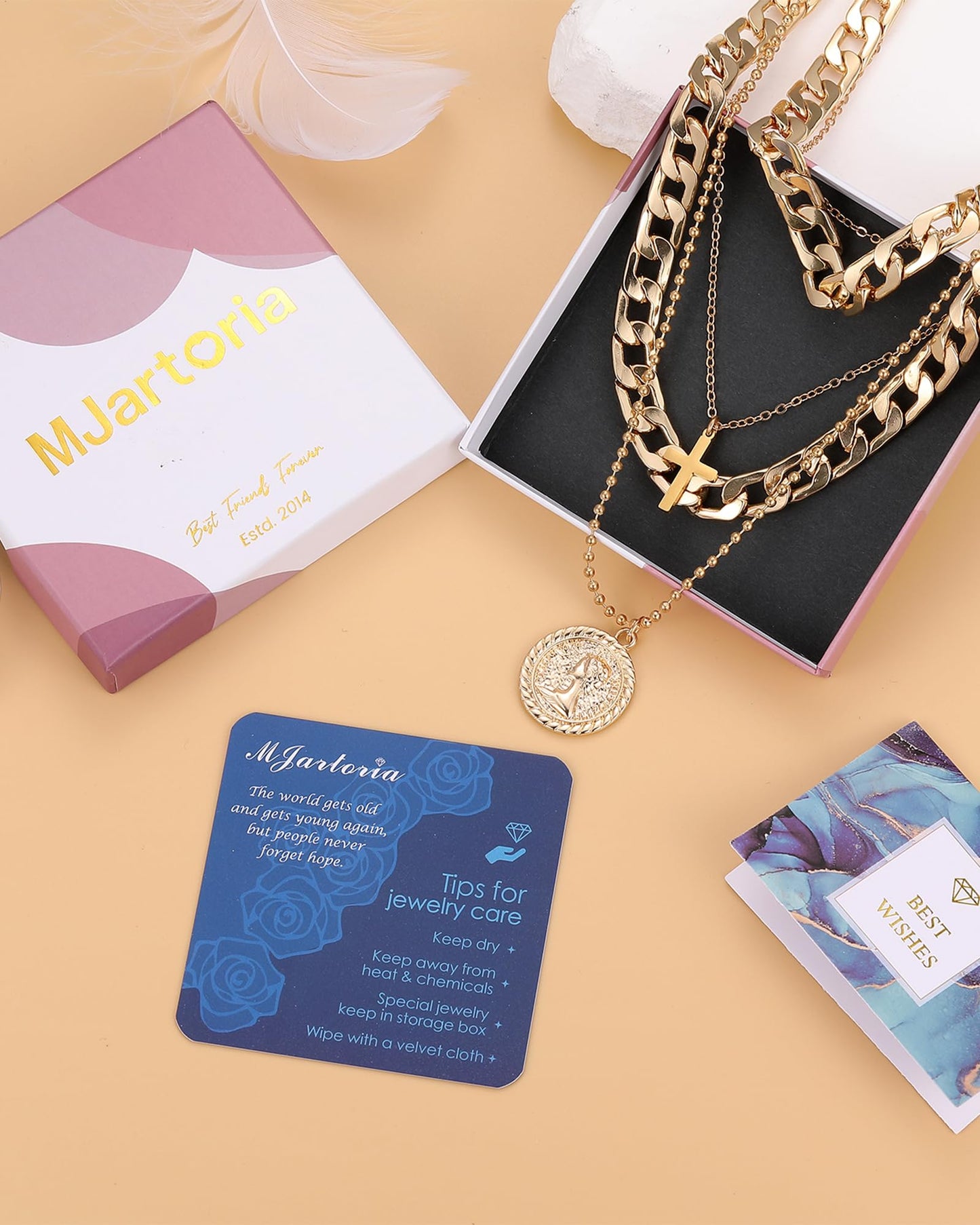 MJartoria Gold Layered Necklaces for Women Trendy Retro Coin Pendant Necklace Dainty Chunky Chain Choker Necklaces for Jewelry Birthday Gifts (Gold, A-Y-Retro Coin-Cross-5 in 1 Layered)