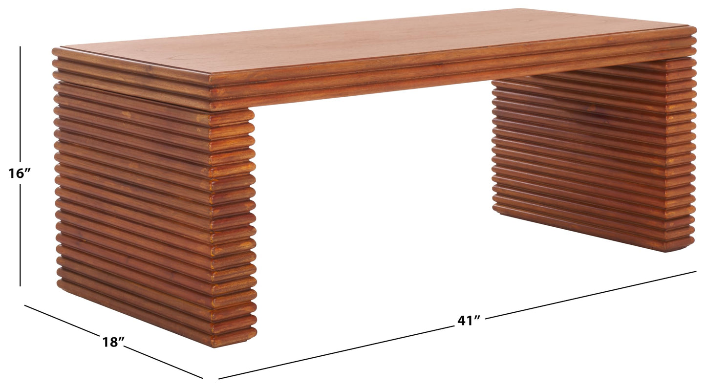 SAFAVIEH Home Collection Virginie Natural Brown Rectangle Coffee Table