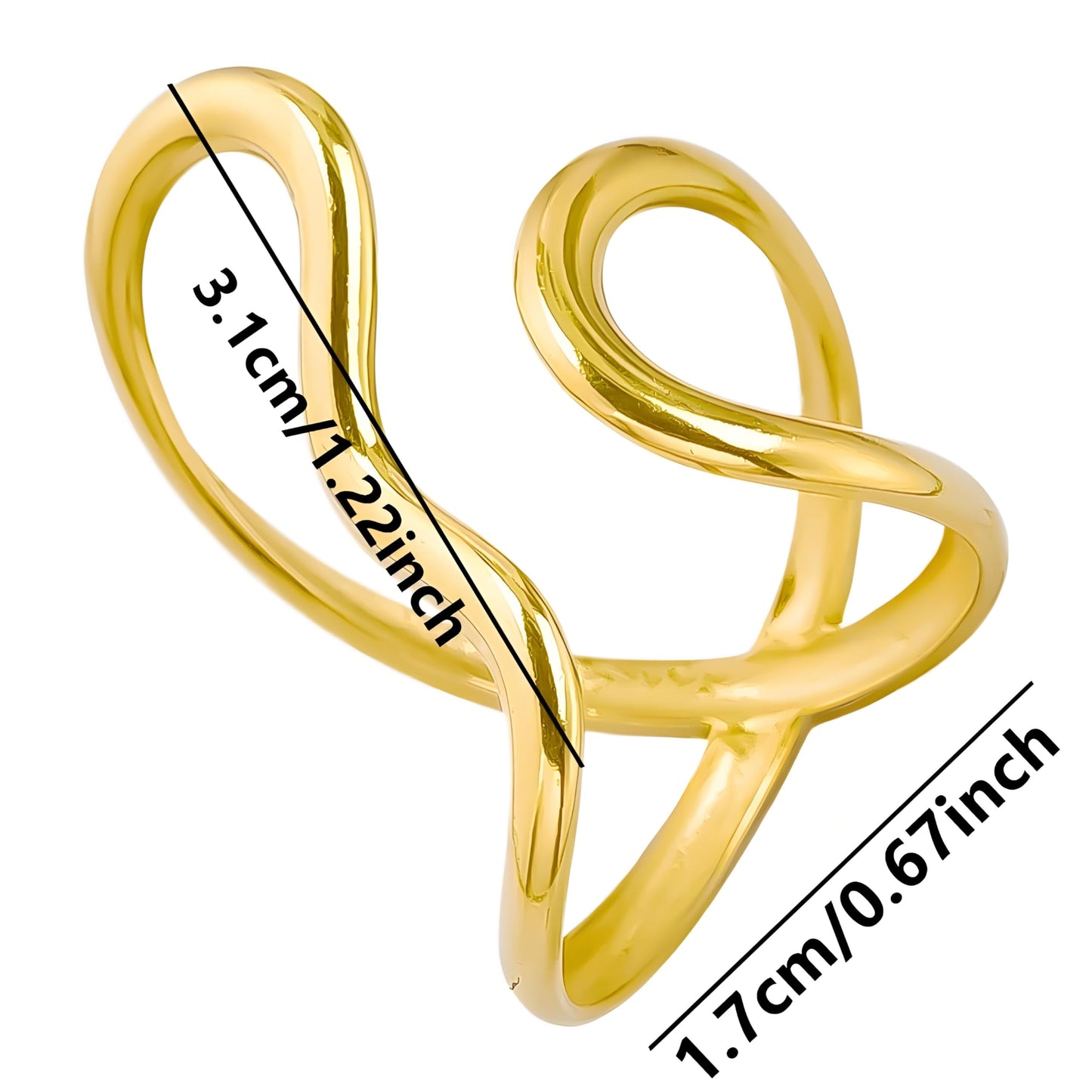 AIETUE Chunky Rings For Women, Gold Silver Thumb Ring Asymmetrical Wavy Curve Ring Adjustable Non Tarnish Dainty Stainless Steel New Year Anniversary Birthday Jewelry Gift (Gold)