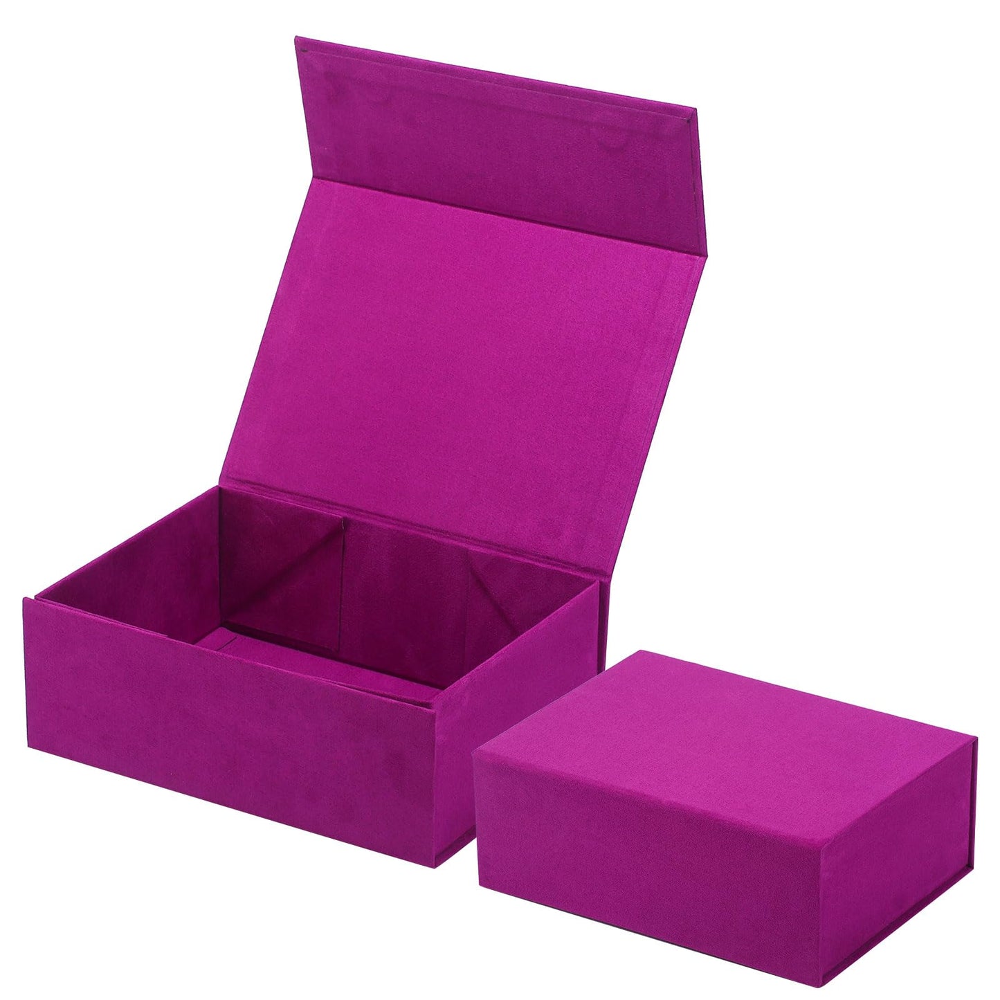 GREDNA 2PCS 8.7"x6.3"x3" Purple Velvet Box, Foldable Gift Box, Magnetic Closure Lid Gift Box For Presents For Mother's Day, Birthdays, Bridal Showers,Weddings, Wrapping Gifts(Purple)
