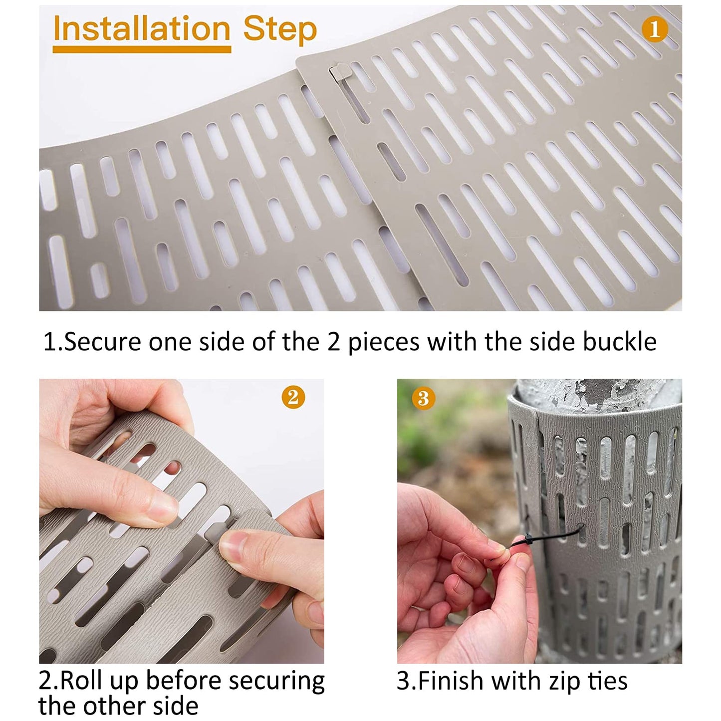 10 Pack Plastic Tree Trunk Protectors - Easy Flexible Guards With 20pcs Zip Ties, Expandable Nursery Mesh Bark Plant Protector for Preventing Damage From Trimmers, Mowers, Rodents