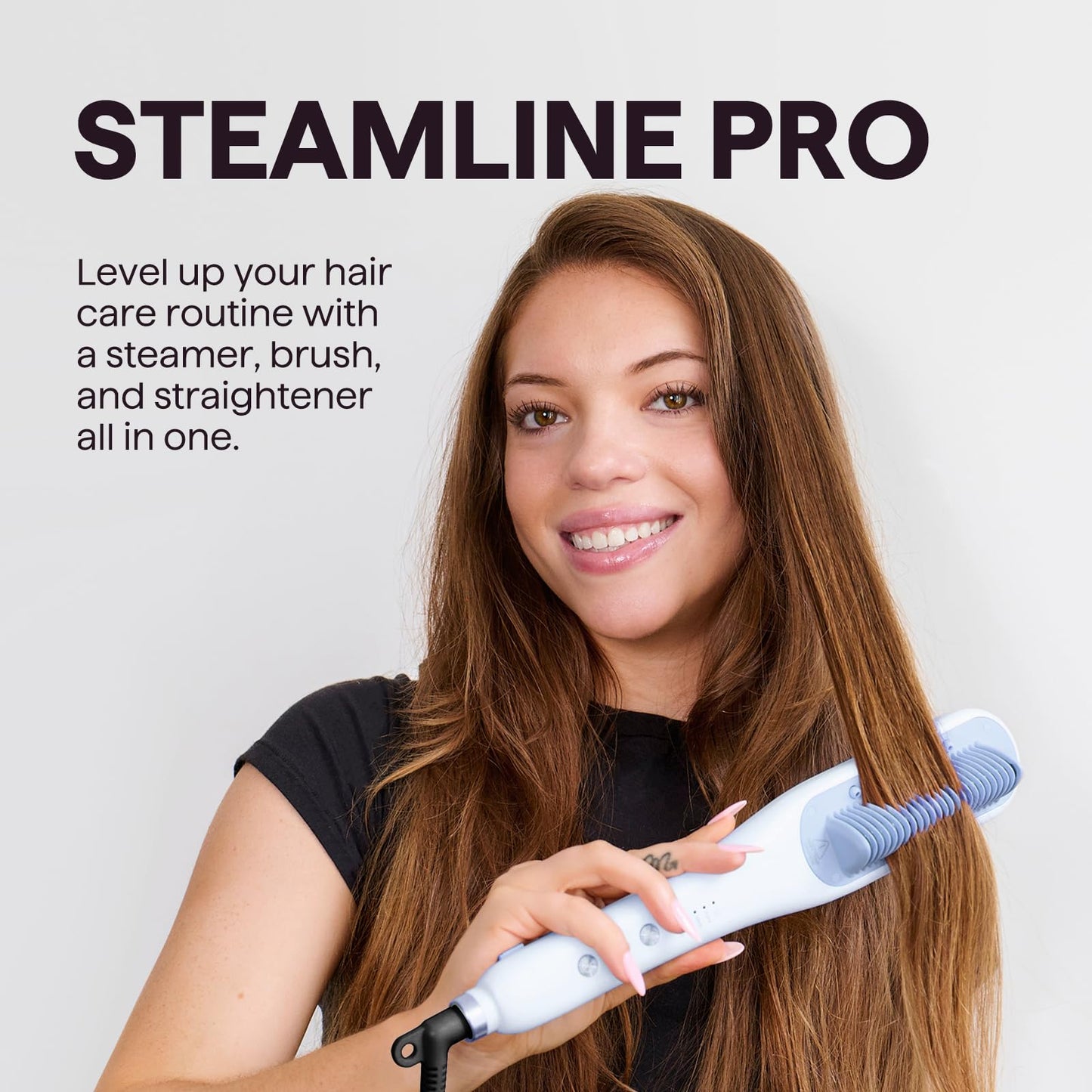Wavytalk Pro Steam Hair Straightener Brush, Steamline Pro 3-in-1 Straightening Brush for Curly Hair, Fast Salon Results with Less Damage, Anti-Frizz and Hair Nourishment