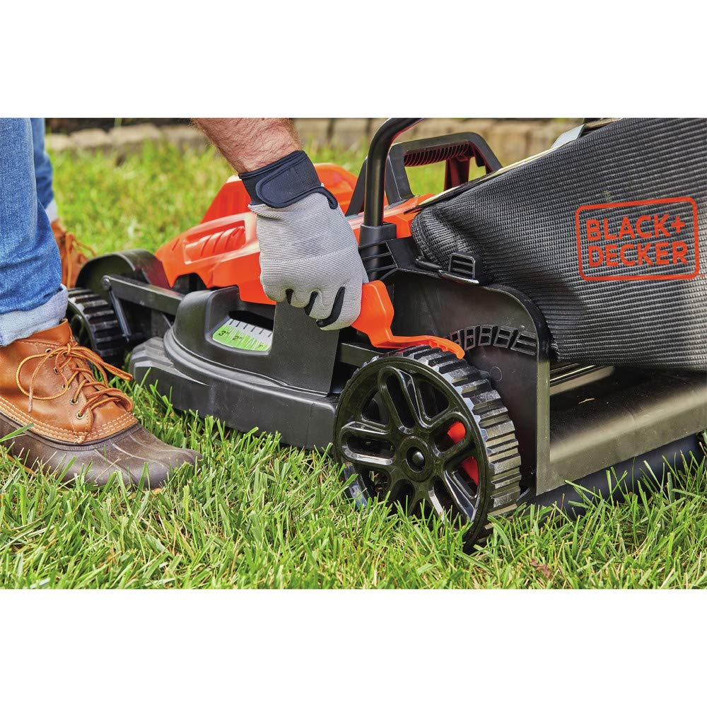 BLACK+DECKER Electric Lawn Mower with Bike Handle, 15-Inch, 10-Amp, Corded (BEMW472BH)
