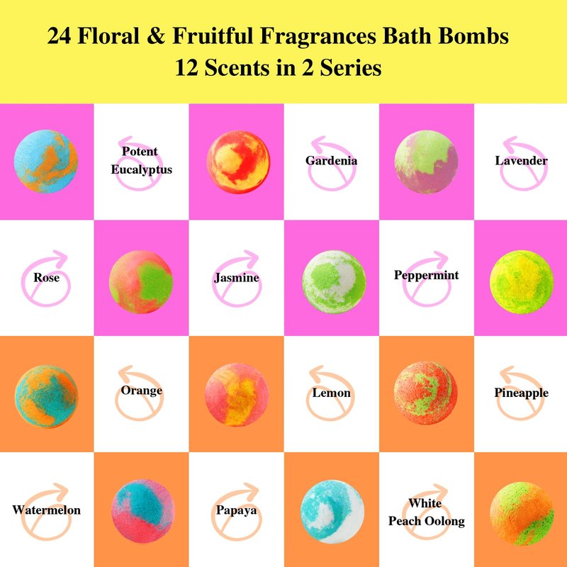 48 Pack Bath Bombs Gift Set – Aromatic Bubble Bombs with 18 Scents, SPA Relaxing & Skin Nourishing, Ideal Self-Care Gifts for Women, Wife, Grandma, or Daughter on Birthdays or Summer Occasions