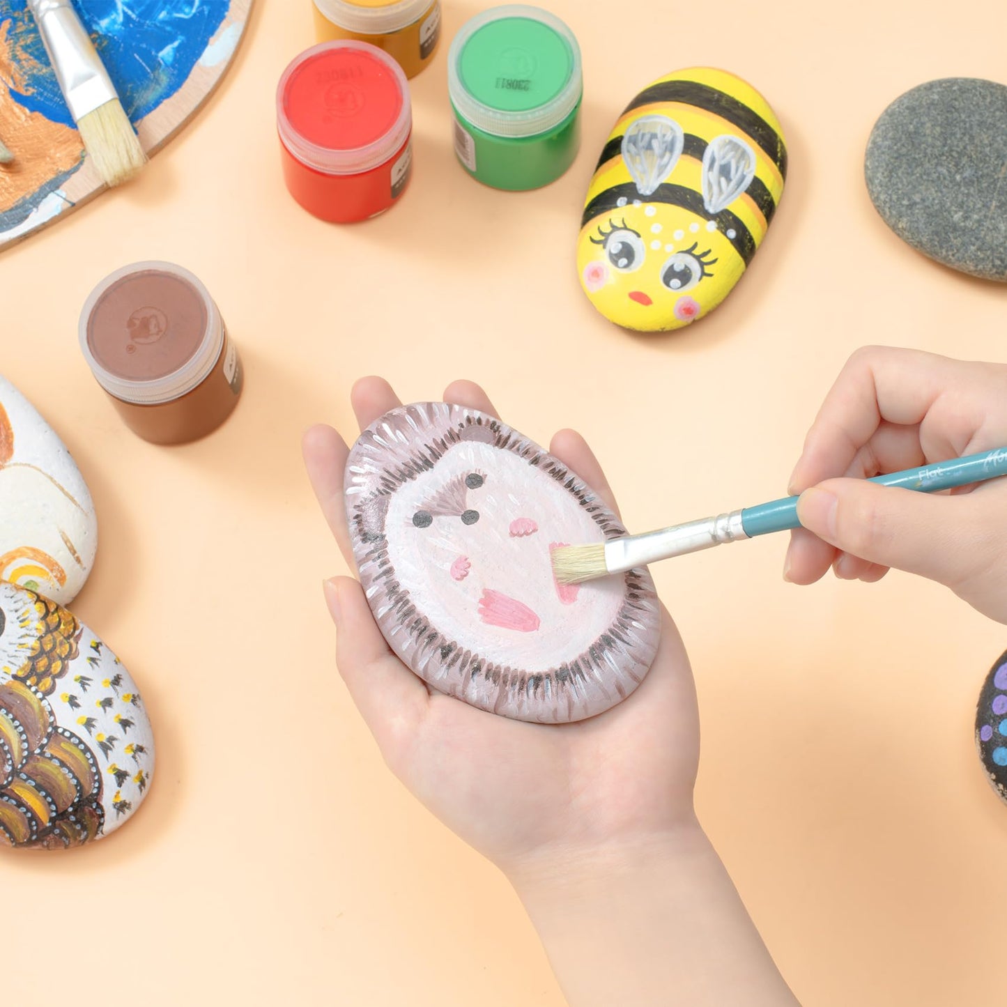 Simetufy 20 Pcs 3.3-4.5'' Large River Rocks for Painting, Rocks for Painting, Rock Painting for Kids, Smooth and Flat Rocks Painting Rocks for DIY & Arts