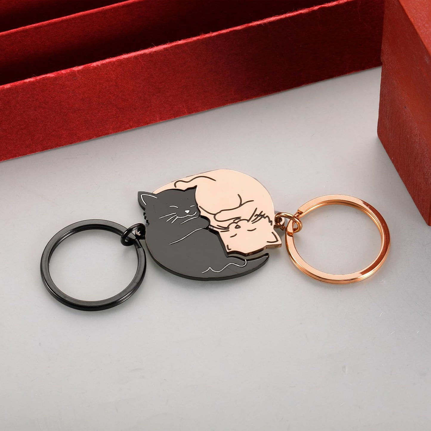 Valentines Day Gifts for Her Him Cute Keychain for Boyfriend Girlfriend Best Friend Matching Couple Stuff for Wife Husband Cat Lover Fiancée National Girlfriends Day Gifts Boo Basket Stuffers