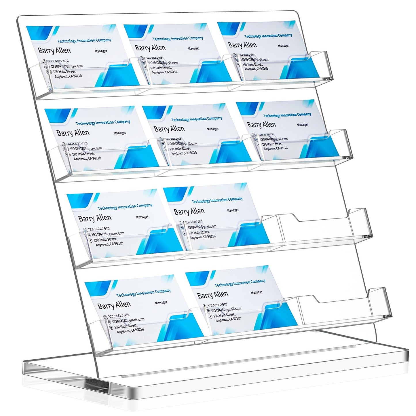 Dunzoom Business Card Holder for Desk 12 Slots Clear Gift Card Display Acrylic Business Holder Display Stand Multiple Organizer for Office Meeting Exhibition Home