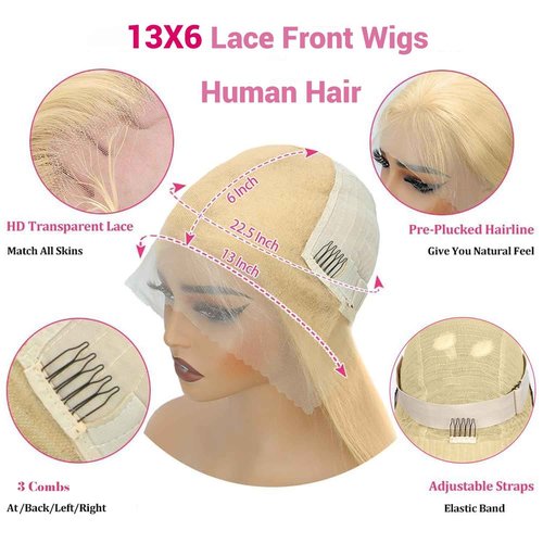 Rruaneal 30 Inch 613 Lace Front Wig Human Hair Blonde 13X6 HD Transparent Lace Front Wigs Human Hair 220% Density Blonde Glueless Wigs 613 HD Straight Lace Frontal Wigs Pre Plucked