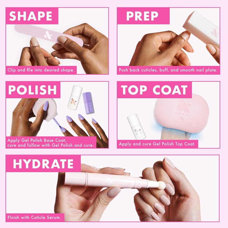 Olive & June Summer Gel Nail Polish | Hema Free | UV LED Nail Lamp Needed | Long Lasting Formula | Up to 21 Days of Wear | Damage-Free Removal | Salon-Quality Manicure Pedicure | Boysenberry Glass