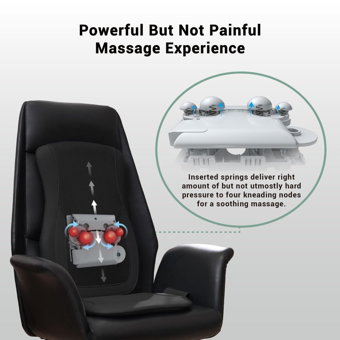 Mynt Black Acupressure Massage Chair Pad with 4 Deep Kneading Nodes, Shiatsu Back Massager for Chair with Heat, Heated Back Massage with a Cushion for Deep Tissue, Gift for Father Day