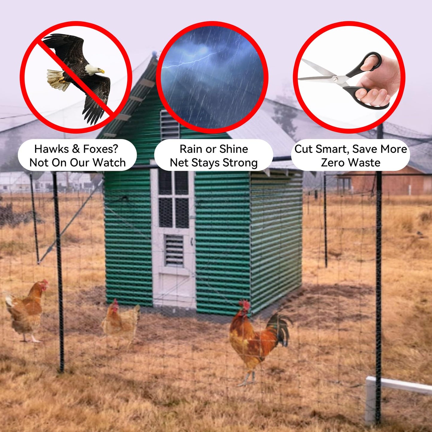 XiHaKey Deer Fence Netting 7.5x65Ft, Heavy Duty 1/2" Mesh Deer & Animal Barrier for Garden, Fruit Trees, Plants Protection - UV Resistant, Reusable with Zip Ties