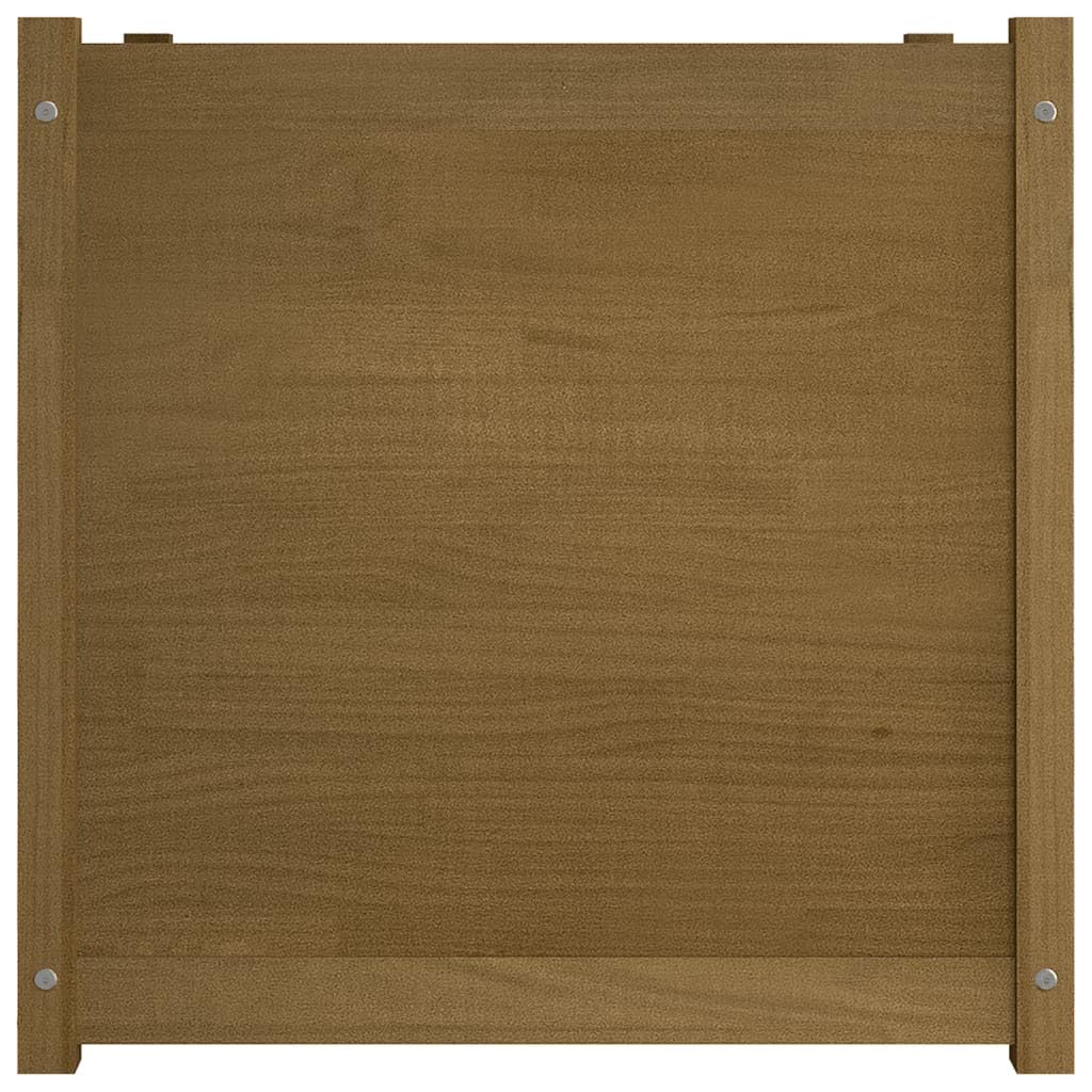 ZXQVLMRS Large Outdoor Garden Planter, 27.6-inch Square Rustic Solid Pinewood Raised Bed for Flowers Herbs, Durable Honey Brown Plant Container for Patio Backyard Balcony