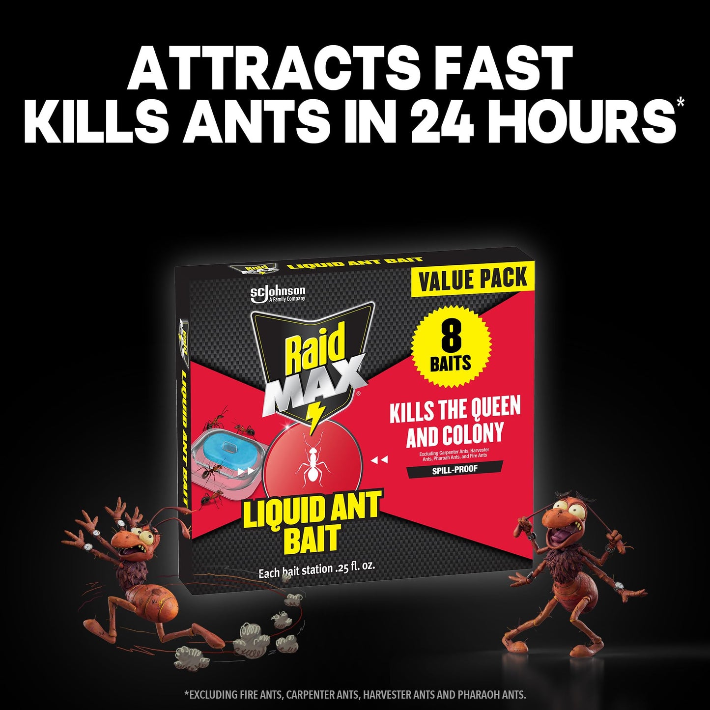 Raid MAX Liquid Ant Bait - Ant Traps Indoor and Outdoor Use – Insect Repellent & Pest Control That Kills Ants Where They Breed - 8 Count