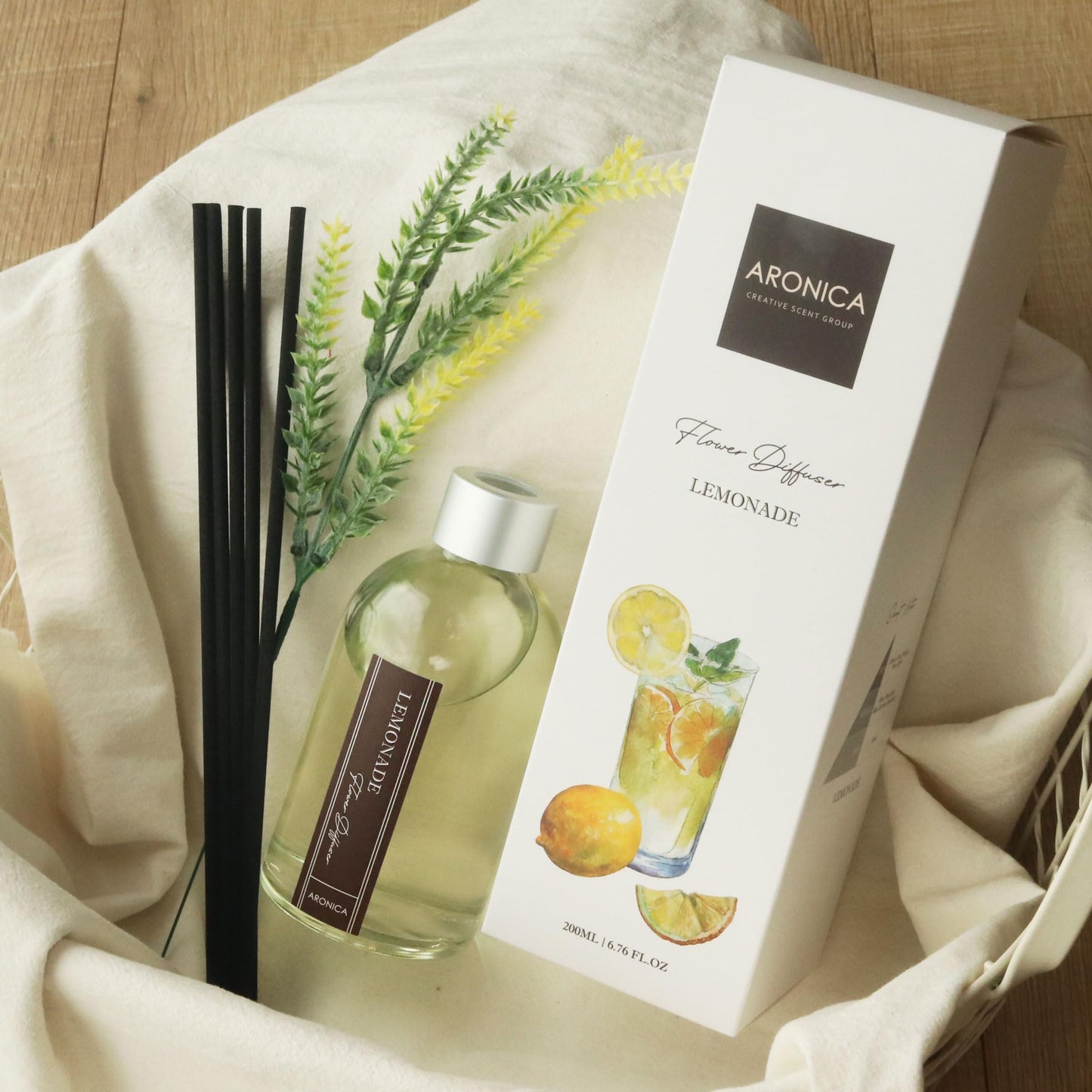 Aronica Lemon Scented Air Freshener, Reed Diffuser Scent for Apartment, Lemon Infussd Room Freshener, Citrus House Scent, New Apartment Essentials, House Warming Gifts New Home