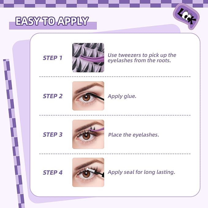 B&Qaugen Bunny Lash Clusters Manga Lashes CC Curl Wispy Natural Invisible Band Eyelash Clusters, Waterproof DIY Lash Extensions at Home, Wet Look for Cosplay & Daily Wear (Lash-Anime 05)