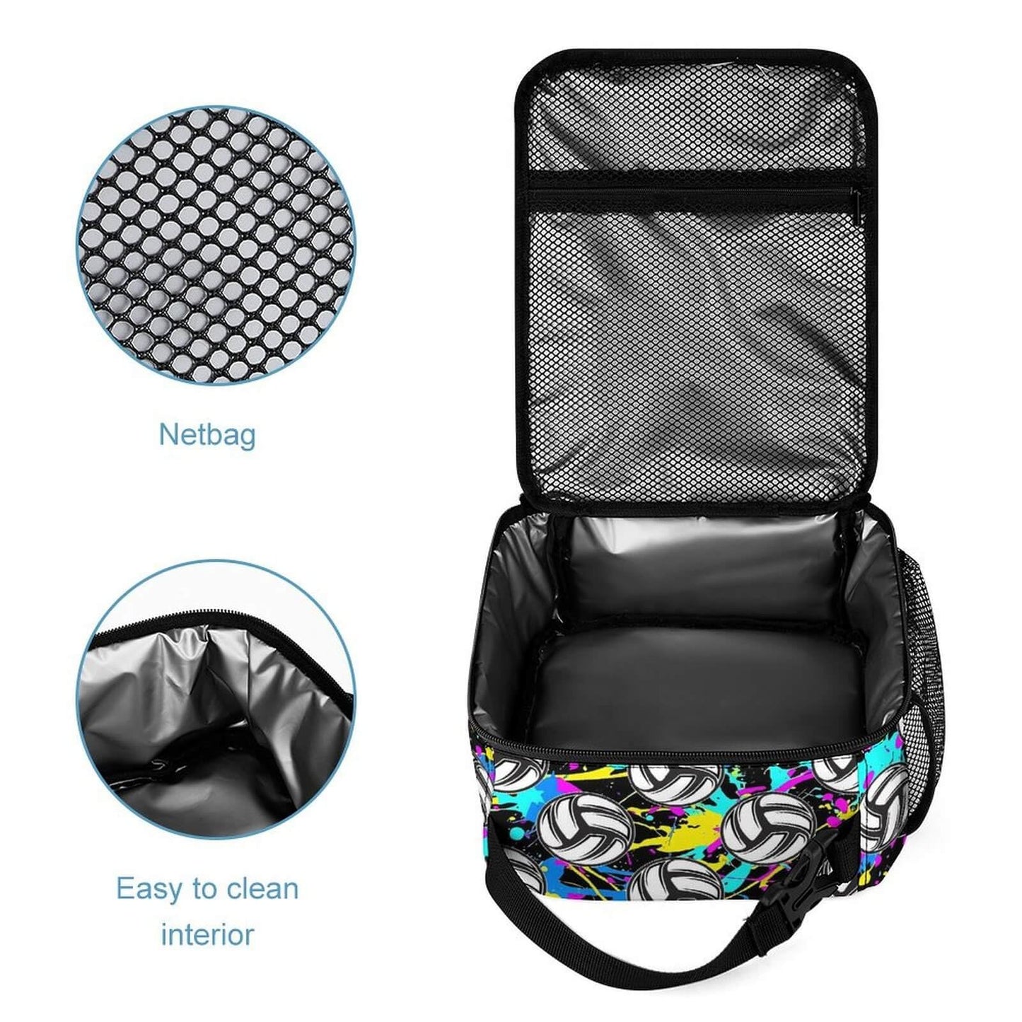 Homieblanket Volleyball Backpack with Lunch Box & Pencil Case, 16 Inch Cool Sports Themed Bookbag, Adjustable Durable Lightweight Large Capacity, Colorful Backpacks Set for Kids Girls Boys School