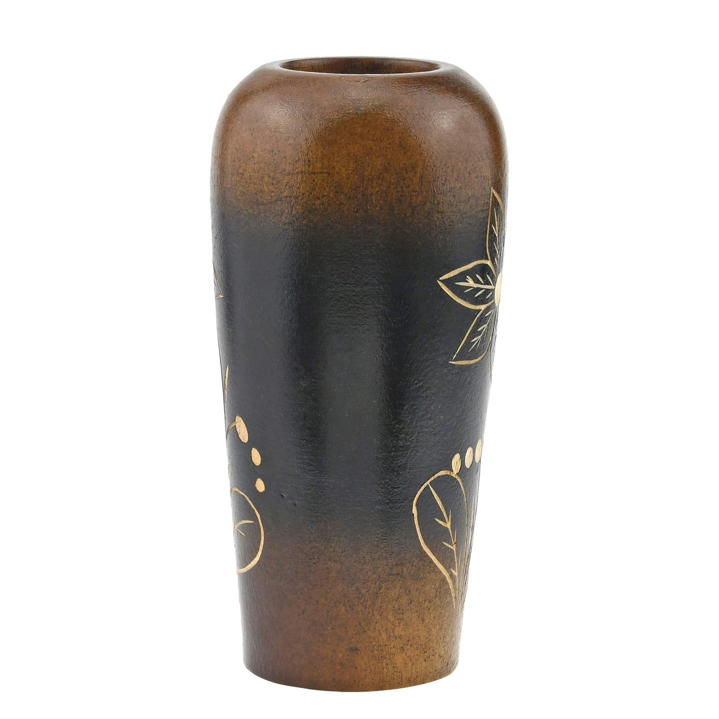AeraVida Blooming Delicate Daisy Mango Tree Wood Flower Vase | Hand-Carved Brown and Black Decorative Piece for Home Décor | Handmade Natural Wooden Accent for Dried or Artificial Blooms