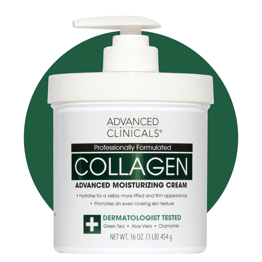 Advanced Clinicals Collagen Cream Body Lotion & Face Moisturizer W/Vitamin E | Skincare Moisturizing Collagen Lotion For Women, Men, Hand, & Neck Improves Look Of Crepey Skin & Uneven Dry Skin, 16Oz