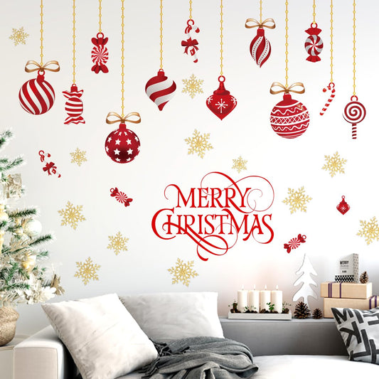 2 Sheets Christmas Wall Decals Christmas Light Bulb Wall Stickers Xmas Ball Foil Swirls Hanging Ceiling Decoration for Indoor Xmas Party Decoration Accessories