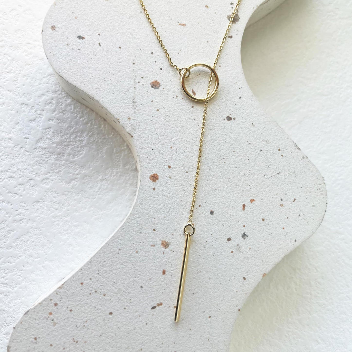 HERIER Gold Lariat Bar Necklace for Women Dainty 14k Gold Long Drop Y Necklace Simple Necklaces for Women Trendy Jewelry Gift