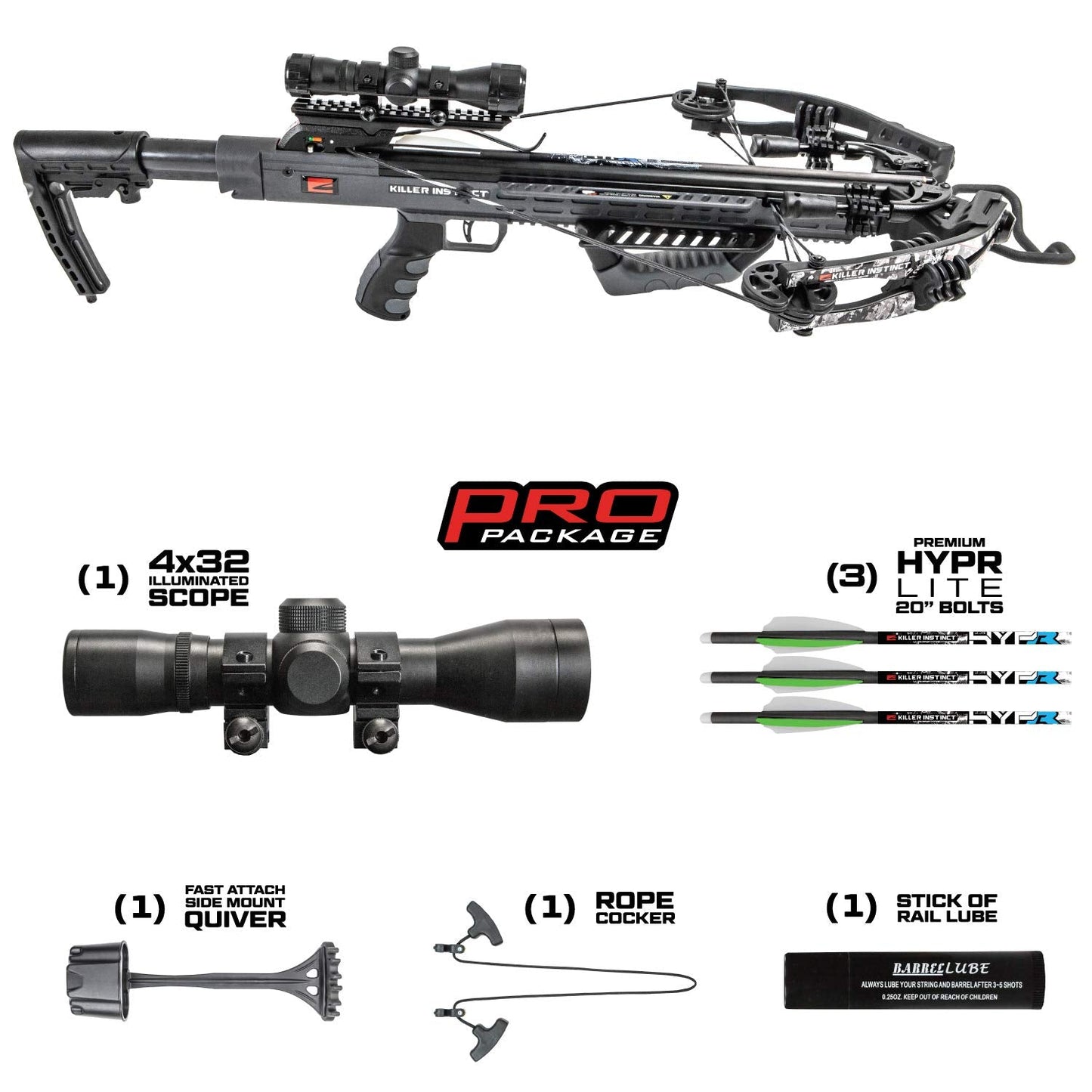 Killer Instinct Burner 415 FPS Crossbow Package (Gray Camo)