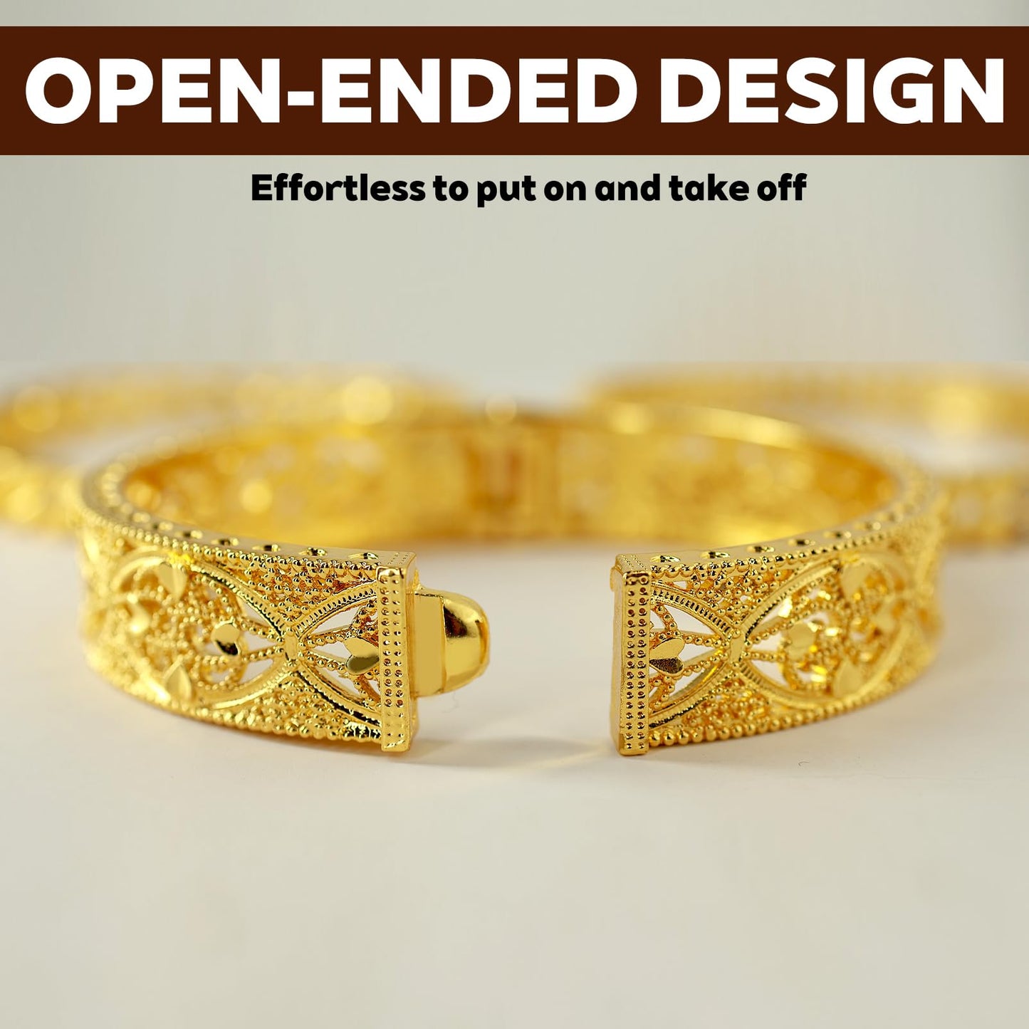 FIVESWEET 18K Gold Plated Women's Bangle Bracelet Set - Stackable Bulk Bracelets with Chain、Diamond-Circle、Hollow-Carved Designs, Minimalist Stylish Elegant, Tarnish & Oxidation Resistant, Gift for Her Girlfriend Wife Mom Sister Lover on Birthday Christ