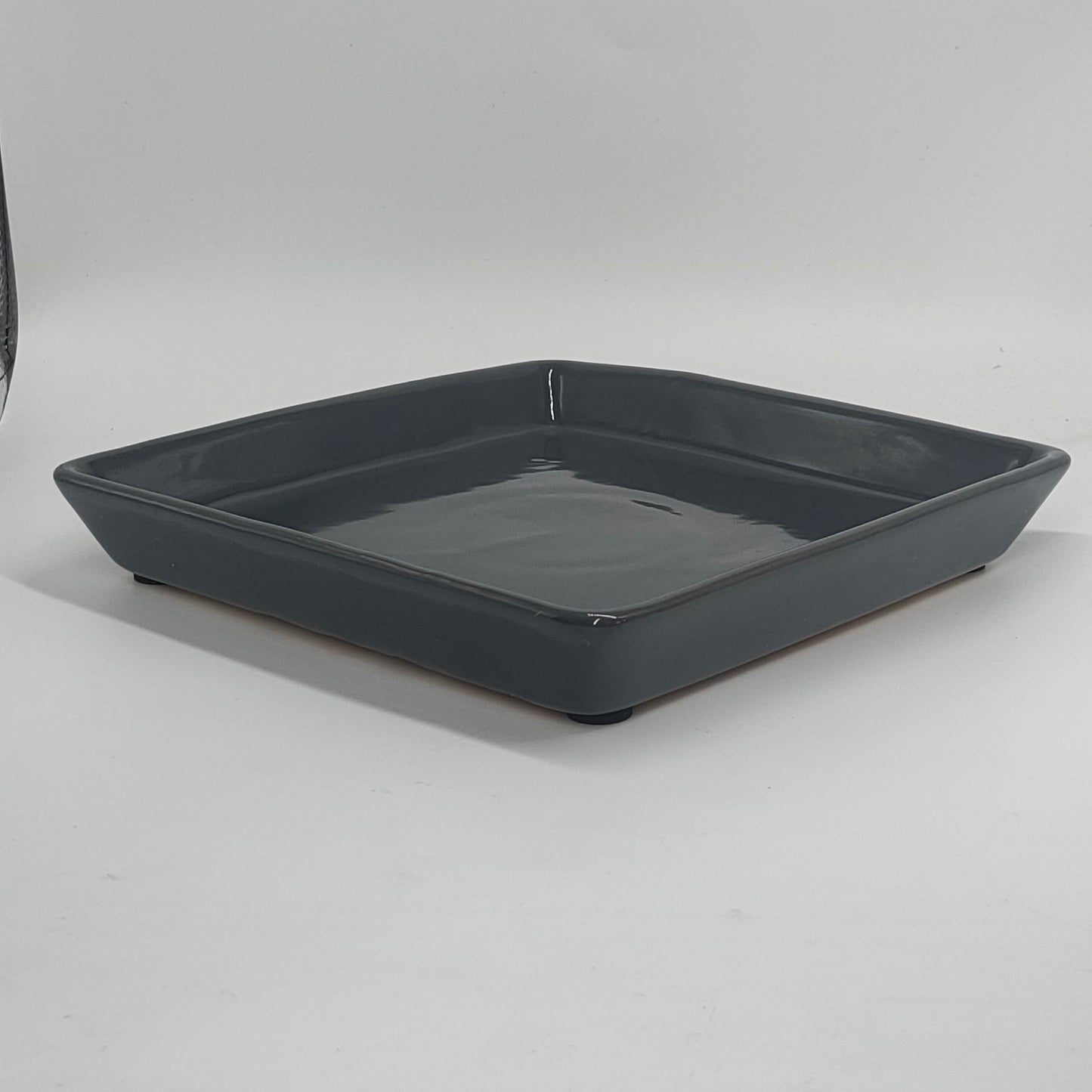 Square Plant Saucer 6 Inch 2 Pack，Plant Trays for Pots, Gray Ceramic Plant Saucers for Indoors Outdoors, Plant Drip Tray 4 6 8 10 12 14 Inch