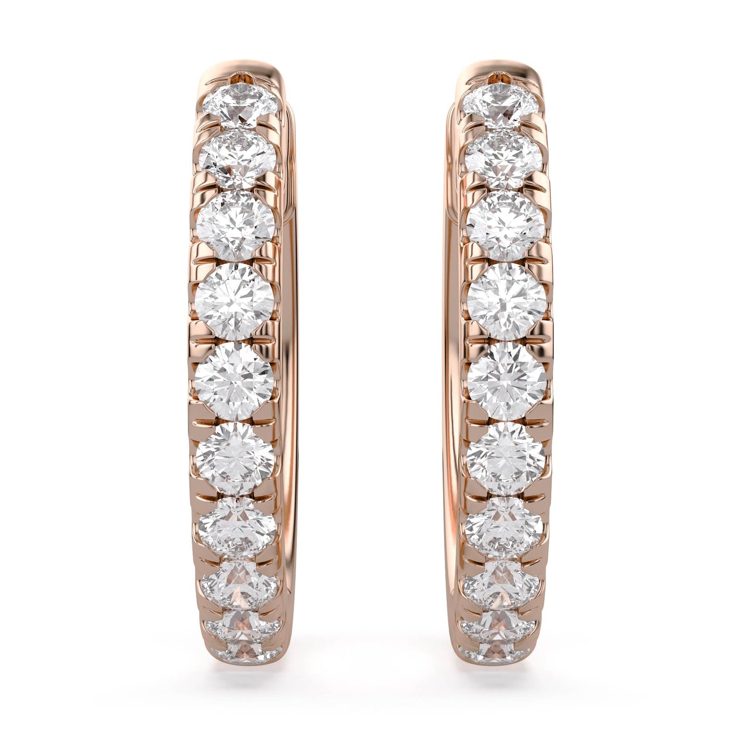 10MM Huggie Hoop Earrings for Women, 0.25 Carat (ctw) Round Natural Diamond Hoop Earrings in 10K Solid Rose Gold Jewelry for Her