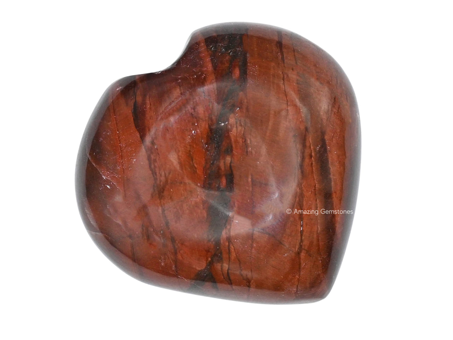 Amazing Gemstone Red Tiger Eye Crystal Heart Palm Stone - Pocket Massage Worry Stone for Natural Body Chakra Balancing, Reiki Healing and Crystal Grid