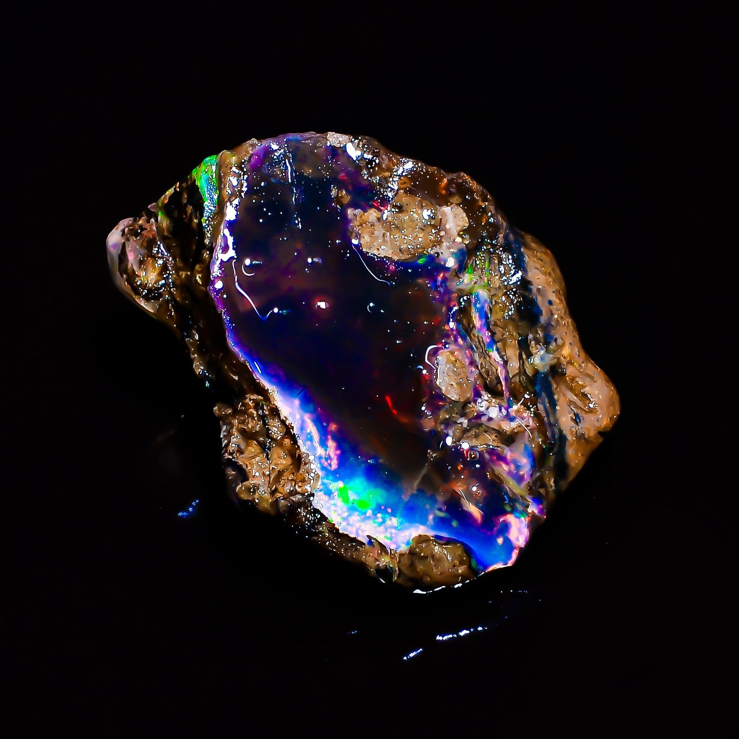 Natural 6.5 Cts AAA Raw Ethiopian Black Opal Rough Gemstones Multi Fire Welo Opal Stones for Tumbling & Jewelry Making Supplies Healing Crystals Gems Rocks Loose Gemstones