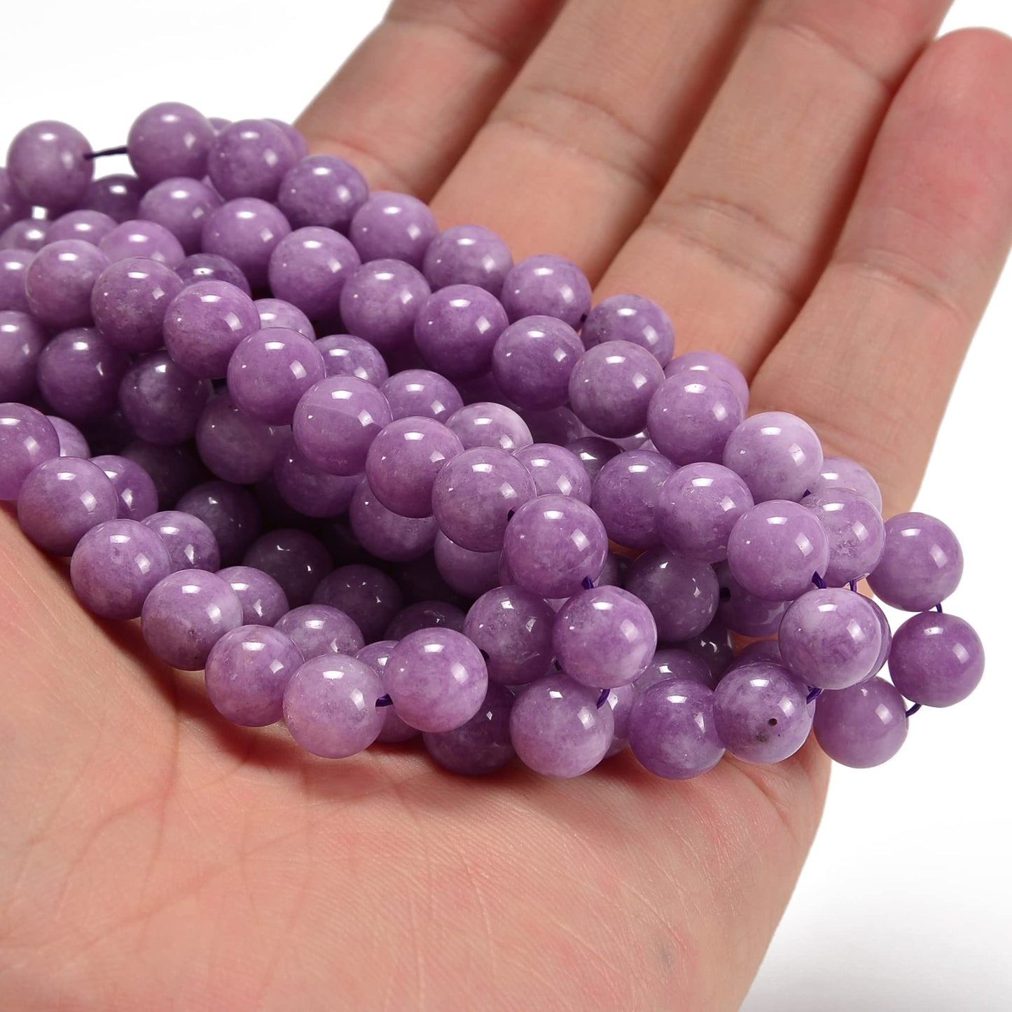 jodaying 10mm Purple Dyed Jade Smooth Round Natural Gemstone Loose Beads for Jewelry Making DIY Findings 1 Strand 15"