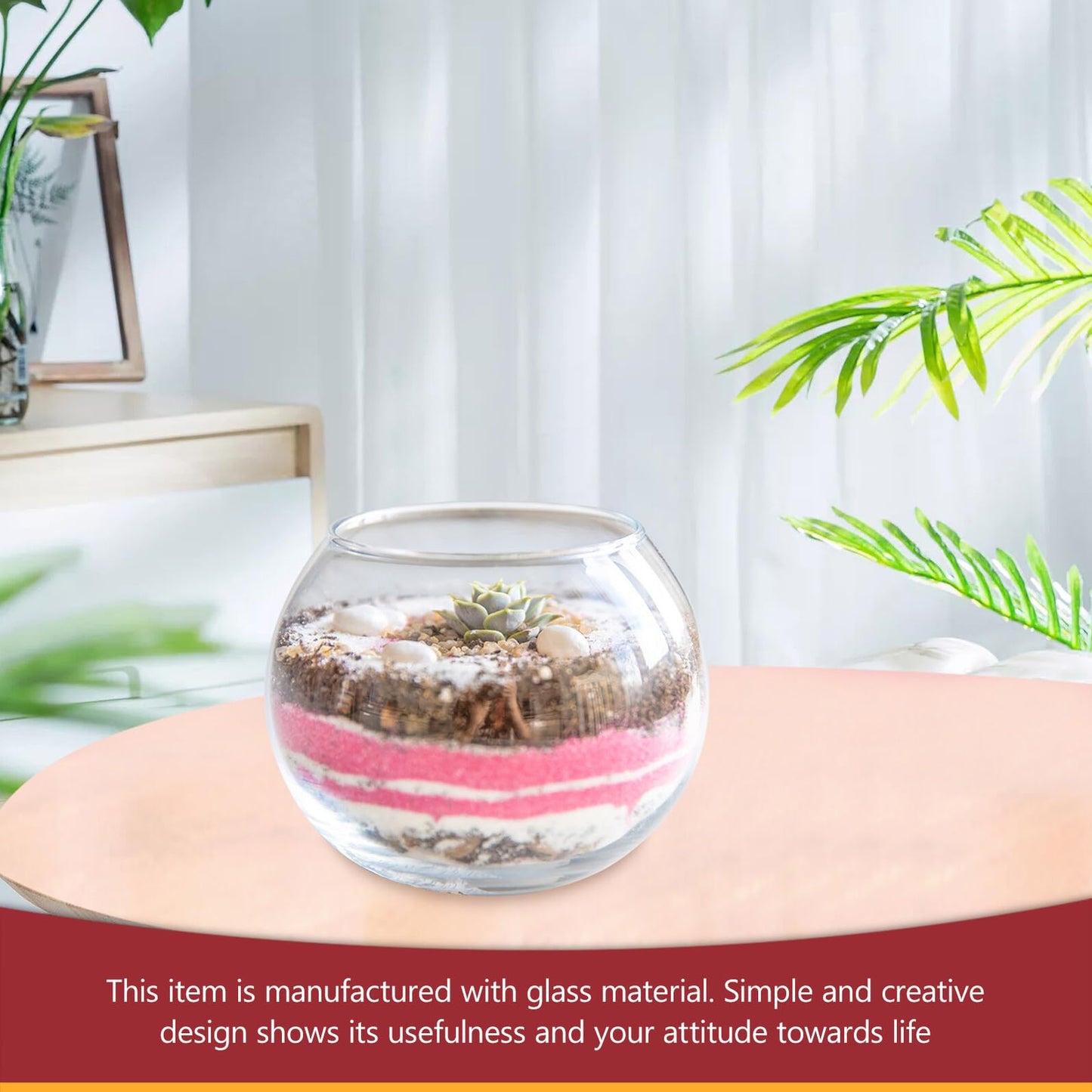 BETOOKY 15cm Glass Bubble Bowl Vase Hydroponic Plant Pot Round Glass Fishbowl Terrarium Container for Home Decoration and Wedding Centerpiece