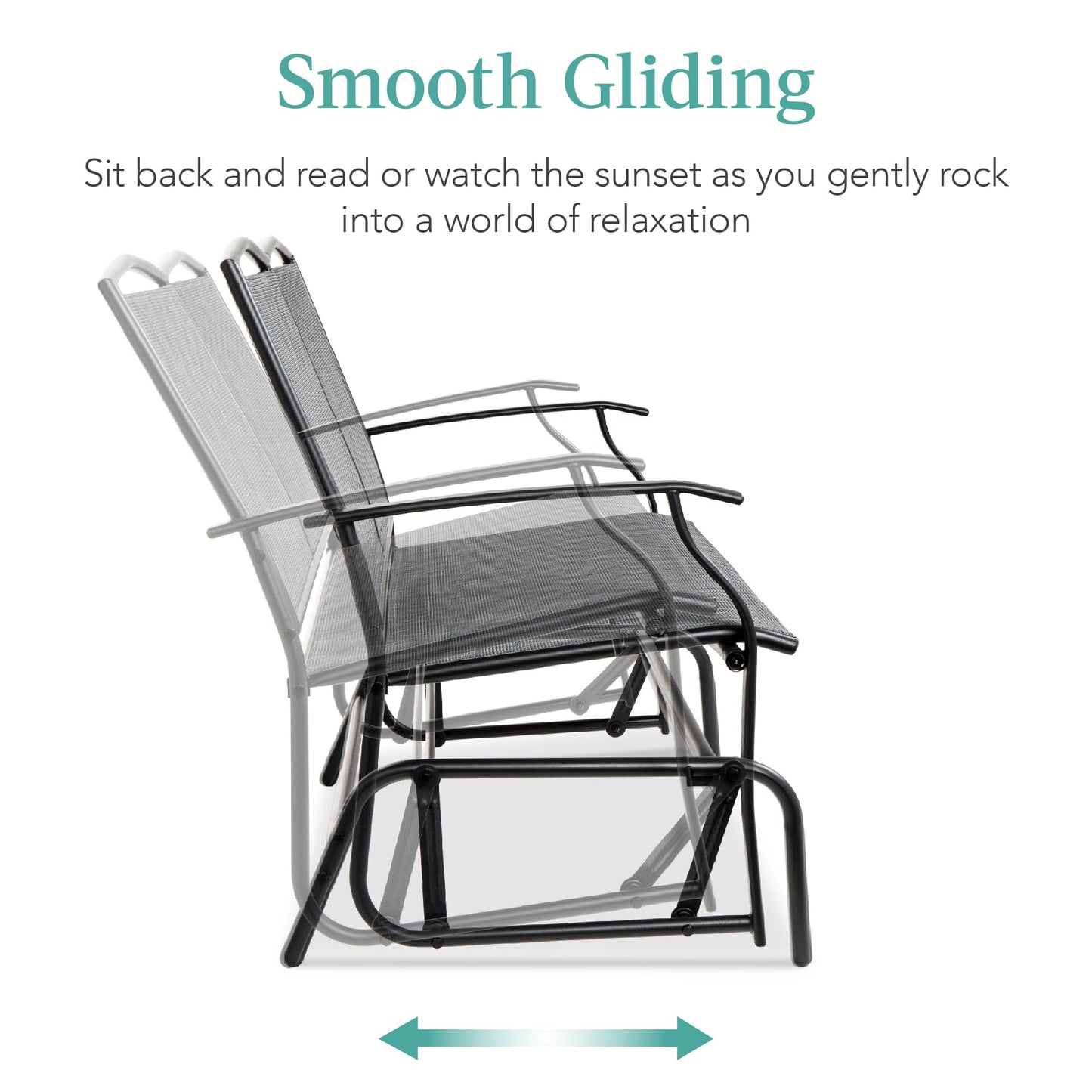 Best Choice Products 2-Person Outdoor Patio Swing Glider Steel Bench Loveseat Rocker for Deck, Porch w/Textilene Fabric, Steel Frame - Gray