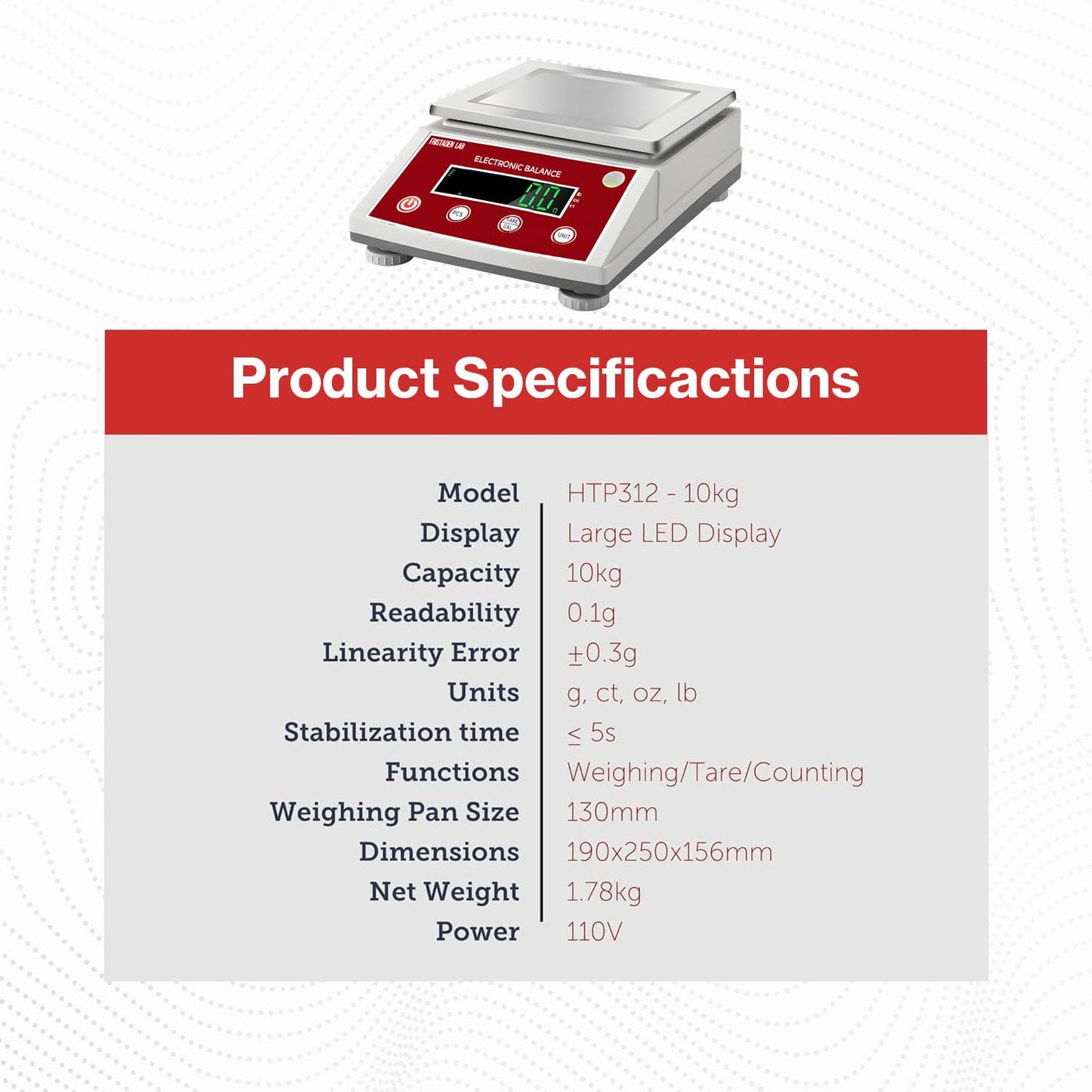 Fristaden Lab Scale | HTP Series (10 kg x 0.1 g (Square Pan))
