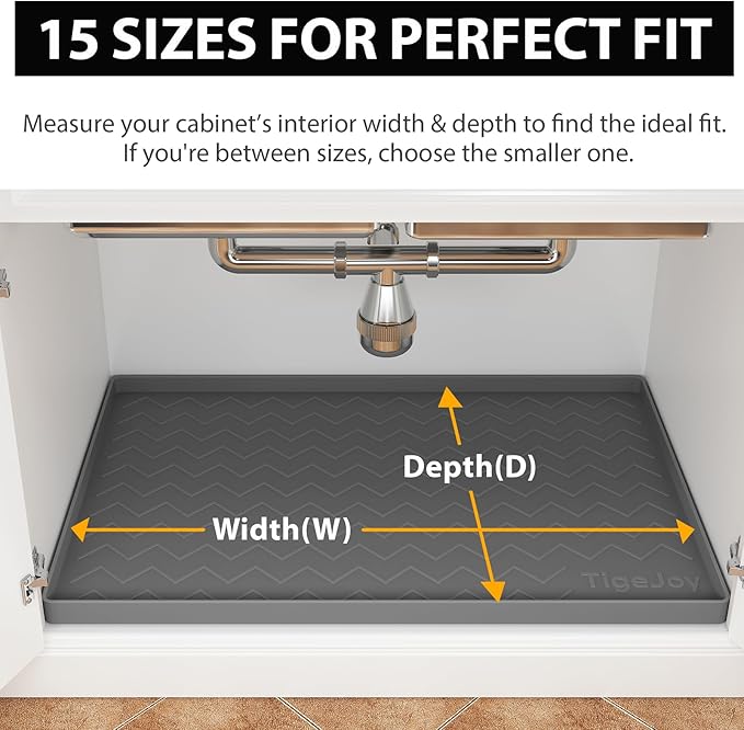 TigeJoy 40" x 22" Under Sink Mats for Kitchen Waterproof, Leak-Proof Silicone Mat Sink Protector and Cabinet Liner, Kitchen Essentials Organizer and Storage, Boot or Shoe Tray, Pet Feeding Mat
