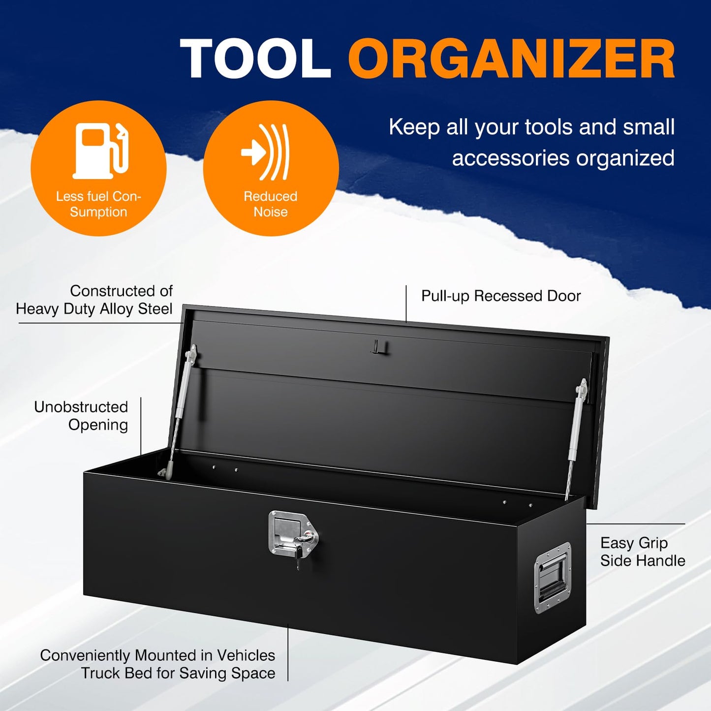 Yizosh 39 Inch Steel Heavy Duty Truck Bed Tool Box, Trailer Tongue Box with Lock and Keys