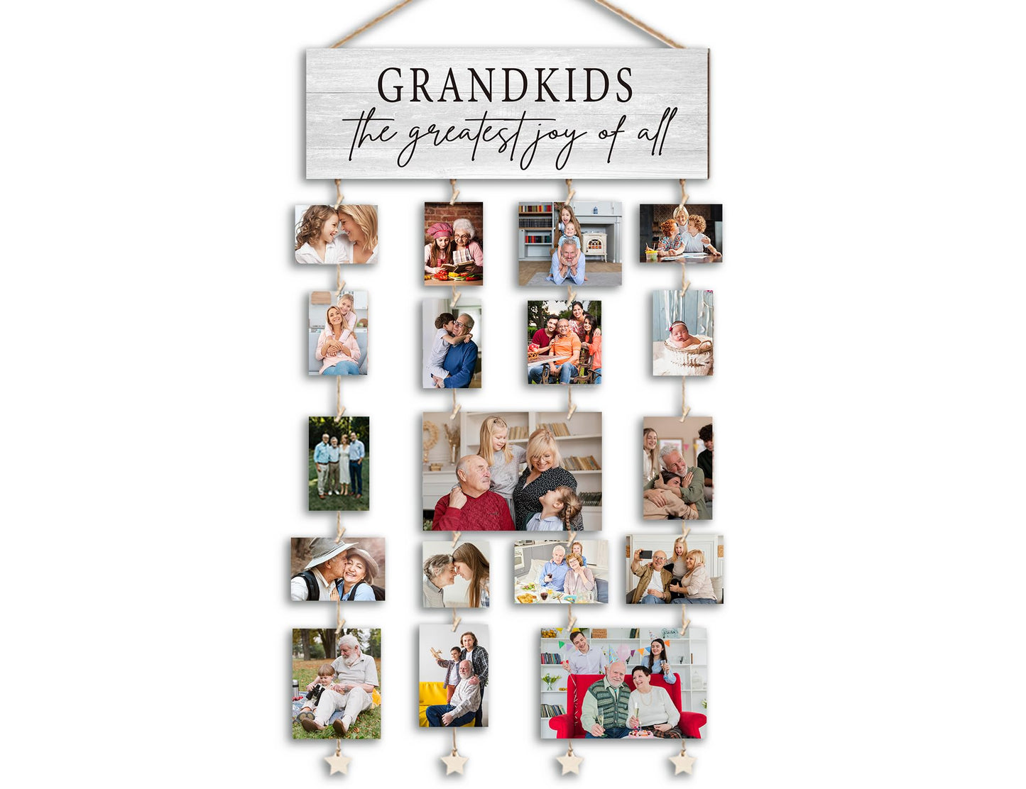 Orchroma Grandkids Picture Frames Collage Wall Decor,Photo Collage Frame for Wall,Gifts for Grandparent from Grandkids,Grandkids Picture Board,Hanging Photo Display with Clips,Picture Hanging Kit