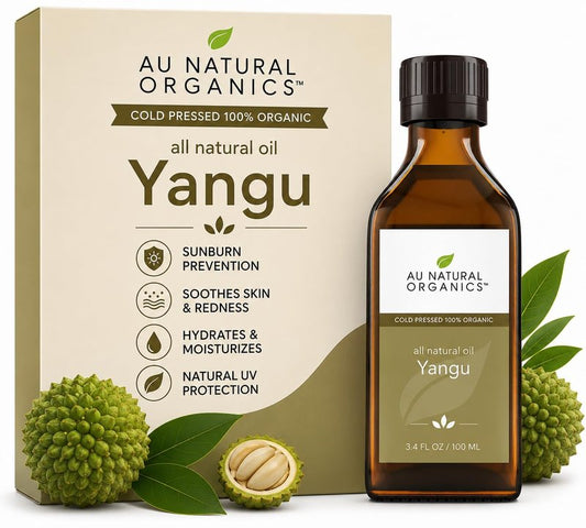 Au Natural Organics Yangu Oil for Sunburn Prevention, Skin Soothing, Redness & Peeling Skin - 100% Pure Cold Pressed, Natural UV Protection, Hydrating Moisturizer for Face & Body, Non-Greasy, 3.4oz