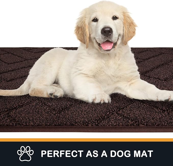 PURRUGS Dirt Trapping Door Mat 24" x 59", Non-Slip Machine Washable Entry Rug, Dog Doormat, Indoor Front Door Mat, Super Absorbent Entryway Rug for Muddy Shoes & Paws, Brown