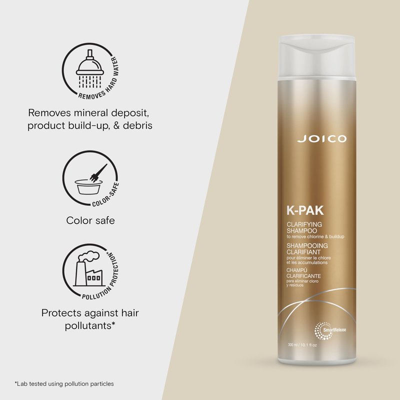 K-PAK Daily Clarifying Shampoo to Remove Chlorine & Buildup | For Damaged Hair | Repair & Prevent Breakage | Boost Shine | With Keratin & Guajava Fruit Extract | 10.1 Fl Oz