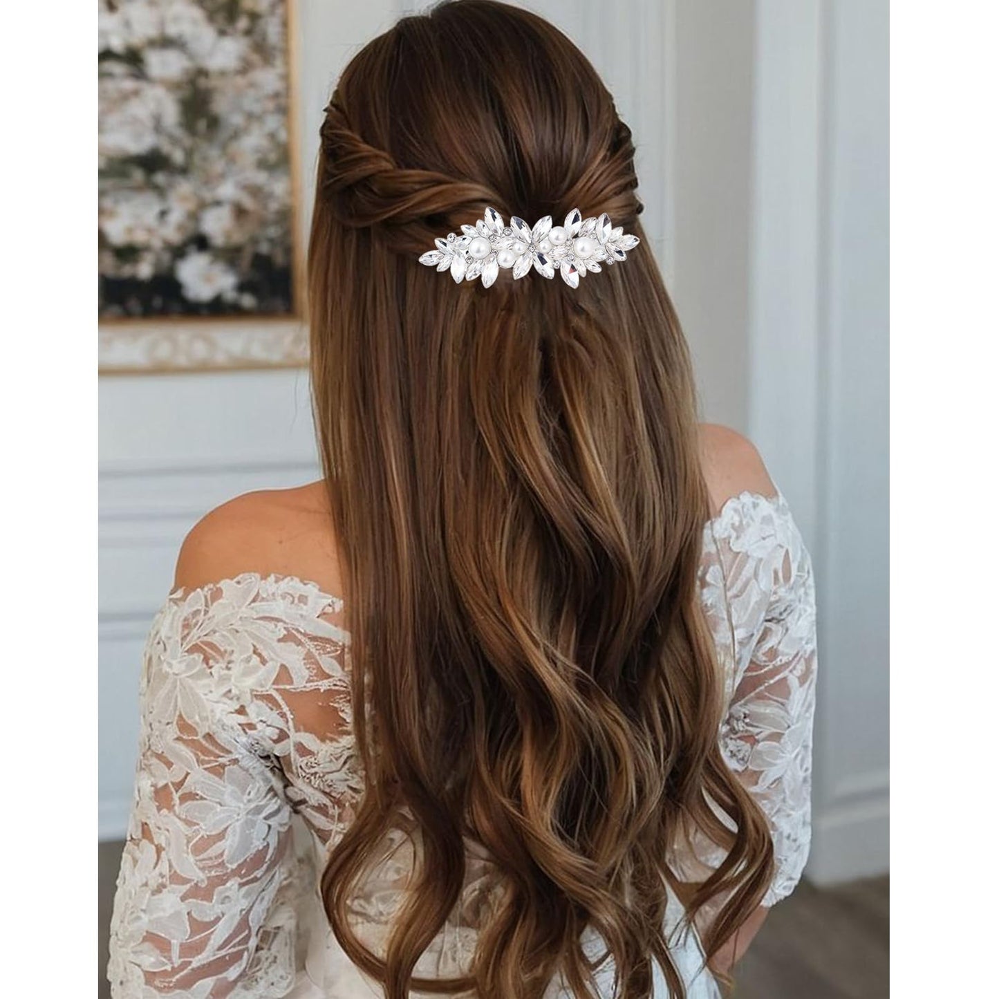 4 Pcs Rhinestone Hair Clips for Women Hair Barrettes Silver Hair Accessories Bridal for Wedding Party Everyday