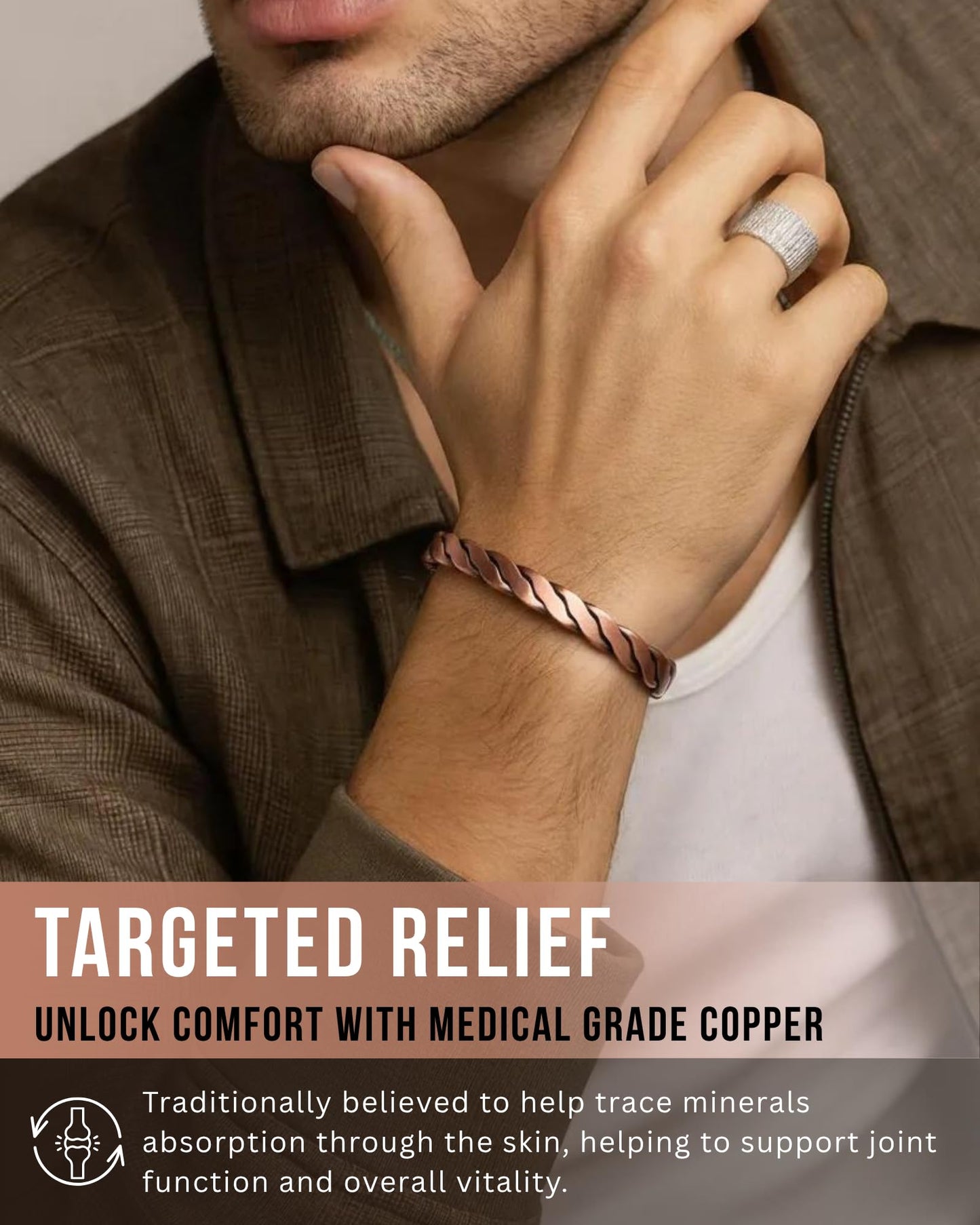 Copper Bracelet for Men Women, 8X Ultra Strength Magnetic Bracelets with 3,800 Gauss Magnets, 99.99% Pure Copper Health Jewelry Gift, Includes Gift Box, Jewelry Cloth, Blank Blessing Card (Twisted Copper)